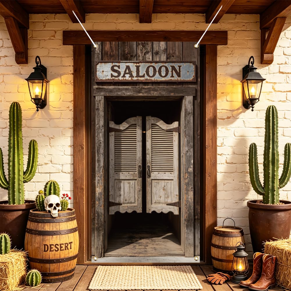 arricraft Polyester Door Cover Banner, Western Saloon Door