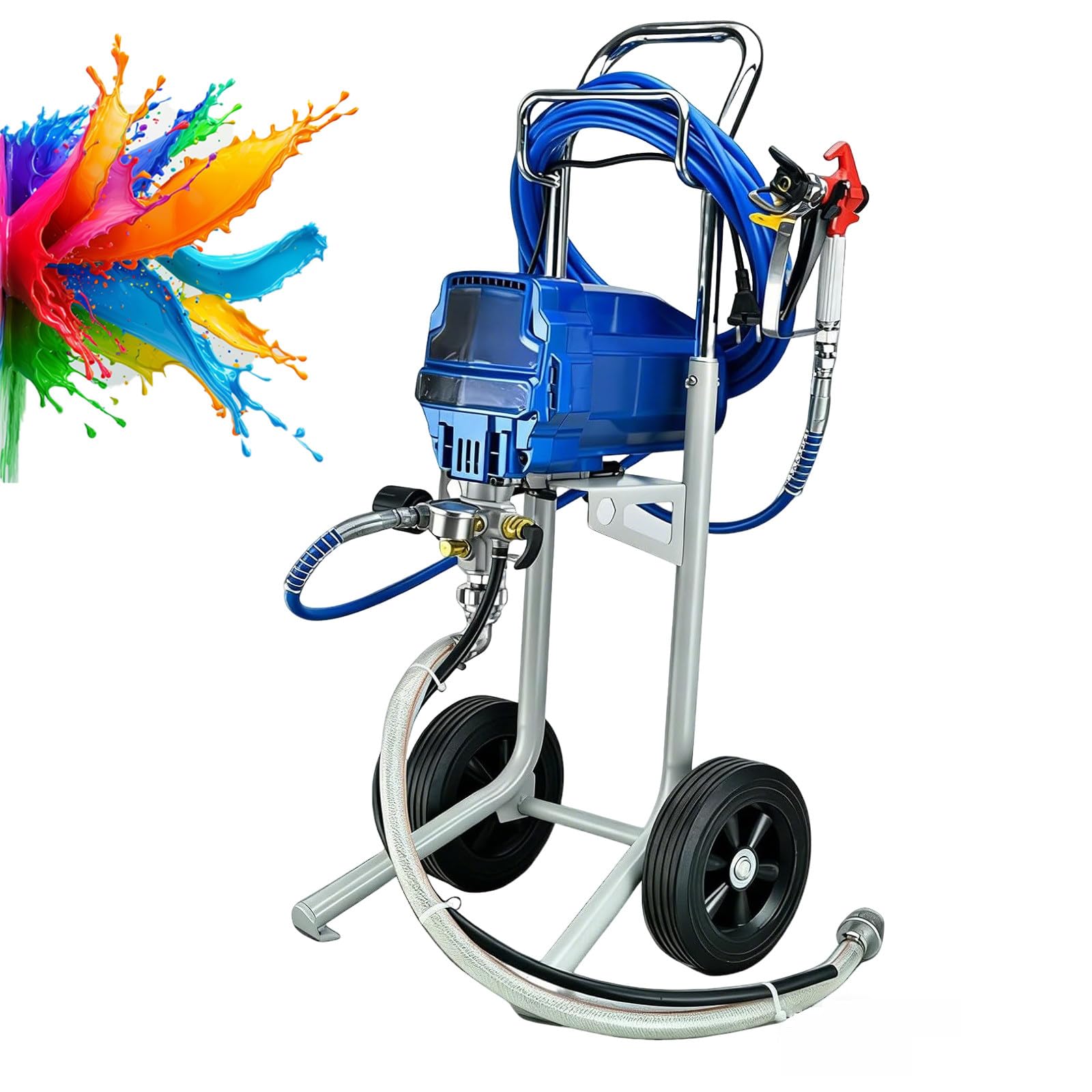 Elektryczny Pistolet do Malowania Bezpowietrzny 1800W 5m/200in Wąż 30cm/11.81in Przedłużka do Sufitów Elewacji Garazy
