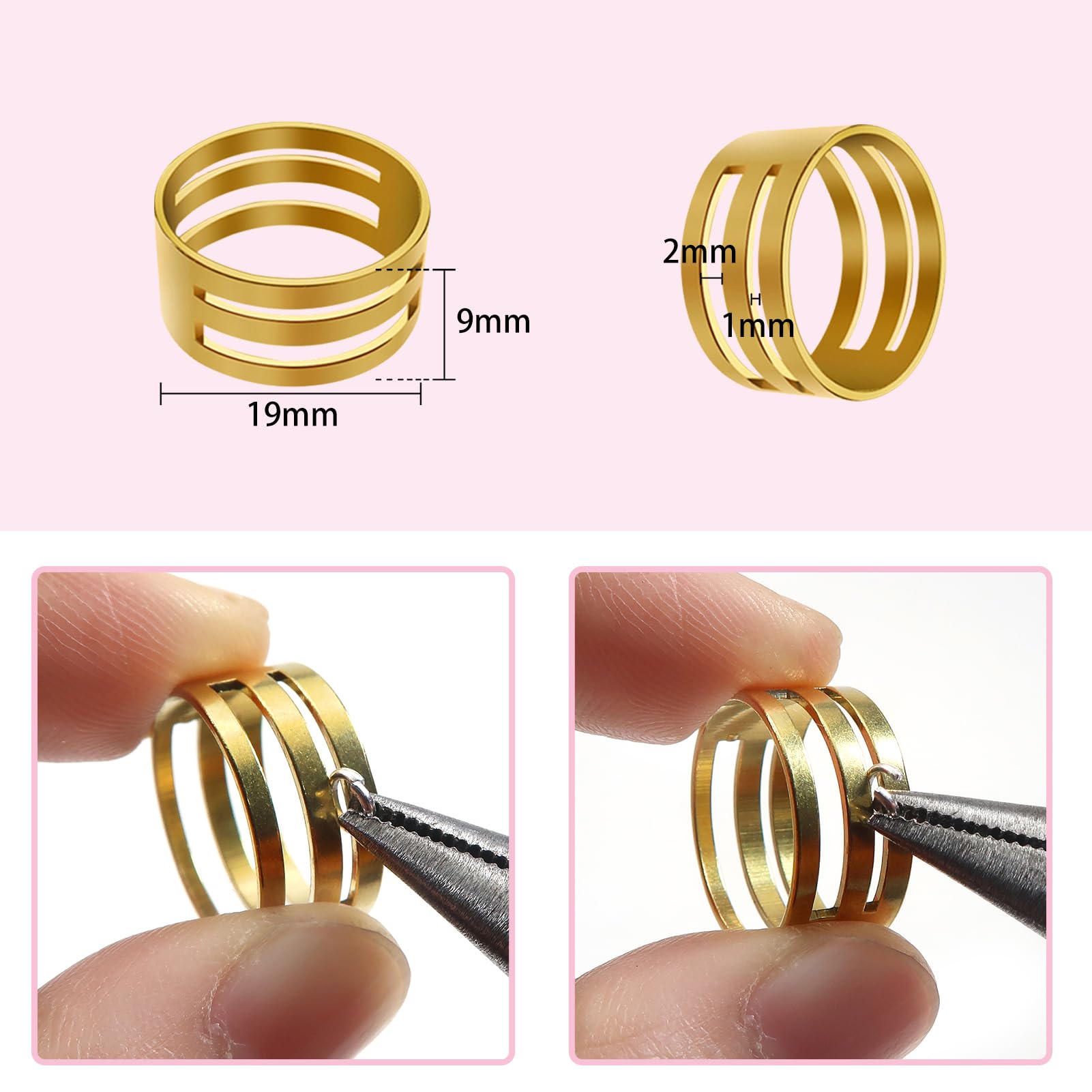 Stainless steel buigringen 10 mm Goud | Beads and charms