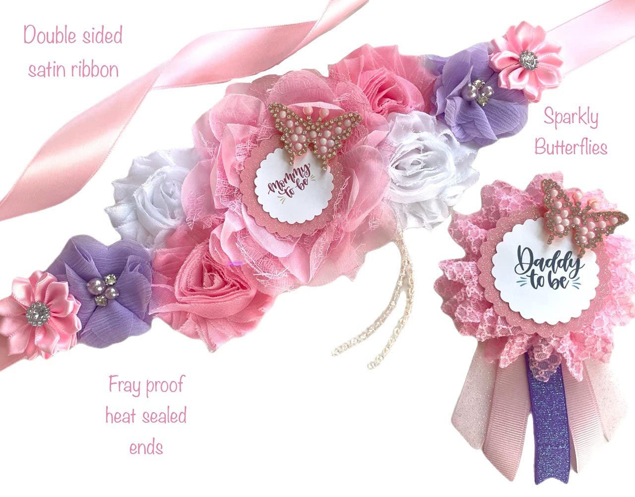 Pink and lavender Butterfly Mom to be Maternity Sash, Pink and lavender Butterfly Mom to Be Sash for Shower, Pink and lavender Butterfly Theme, Pink and lavender Butterfly Sash