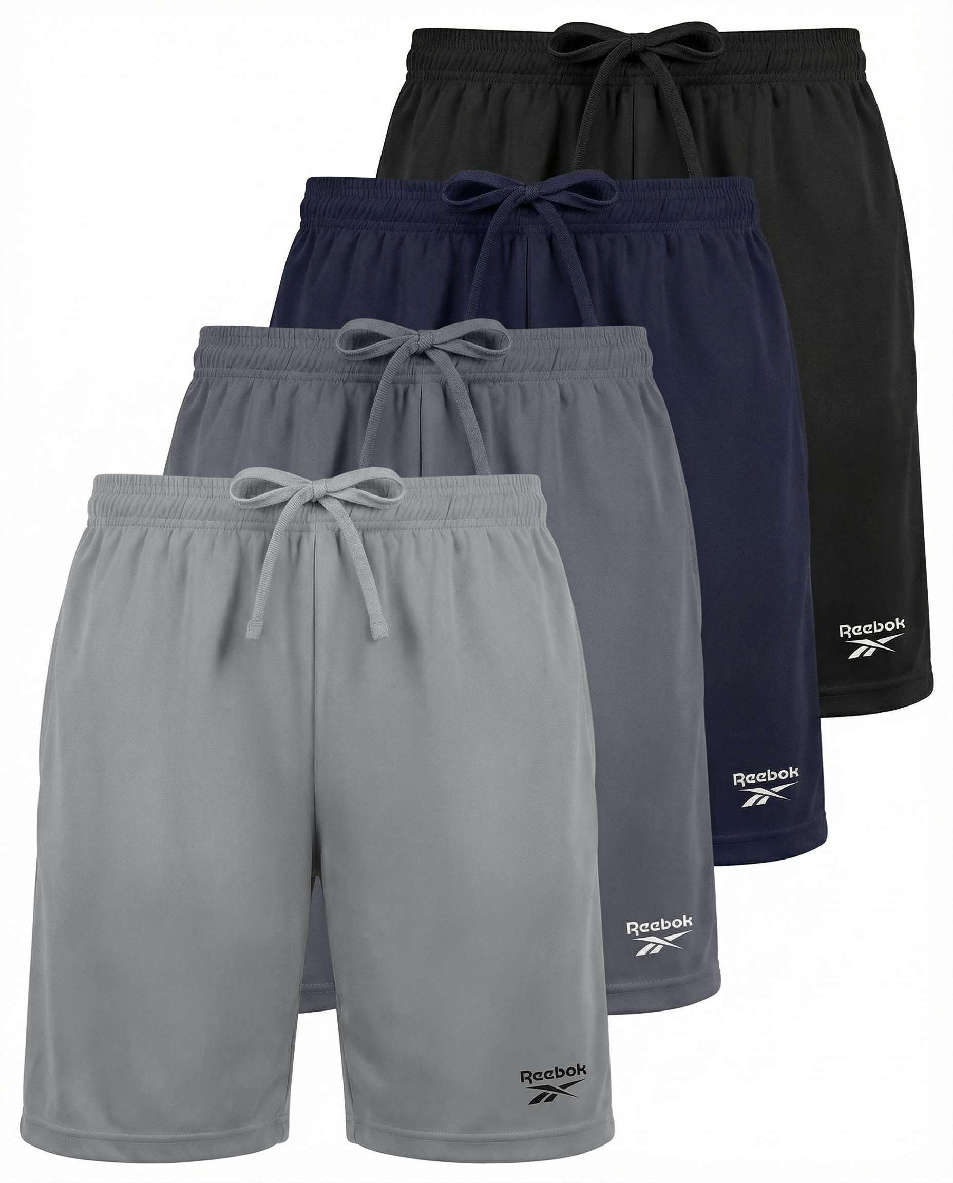 Reebok 4 Pack: Boys' Dry Fit Athletic Shorts - Kids Teens Youth Active Running Basketball Soccer Workout Short Size 6-18 - 1