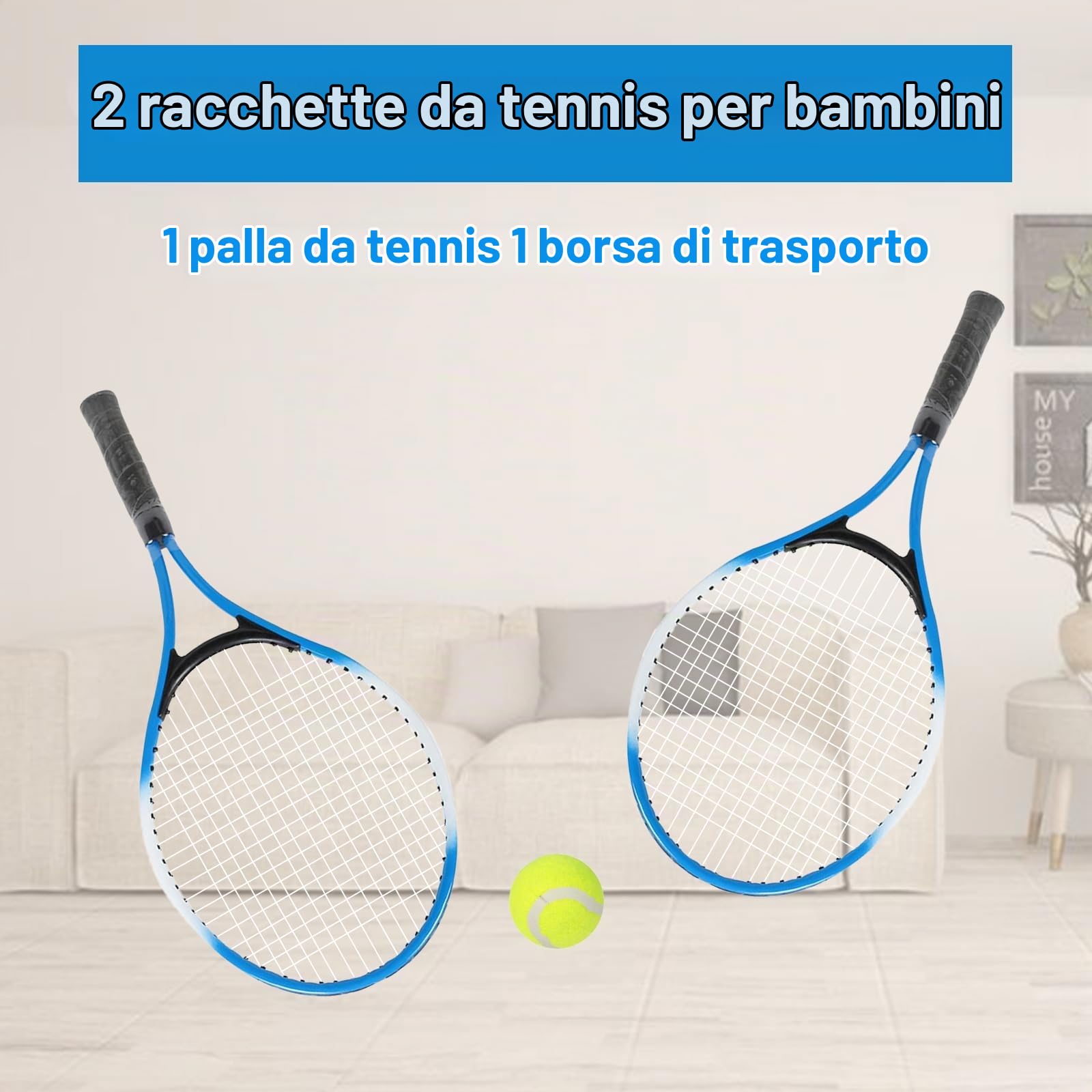 Marvellous Set di Racchette da Tennis in Lega di Ferro per Bambini - Twin Set con Borsa per Il Trasporto