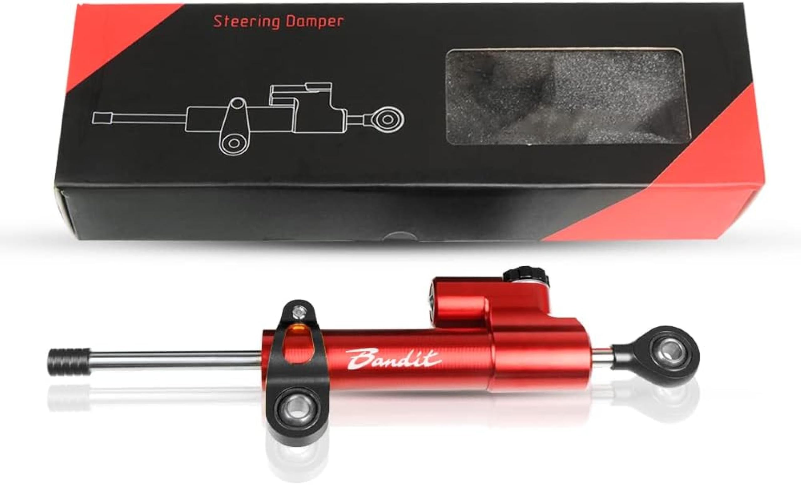 Motorrad Lenkungsdämpfer Für Suzuki GSF 600 650 Bandit S GSF 1200 1250 Bandit Aluminium Motorrad Zubehör Dämpfer Lenkung Stabilisieren Sicherheit Control Schwarz-Rot
