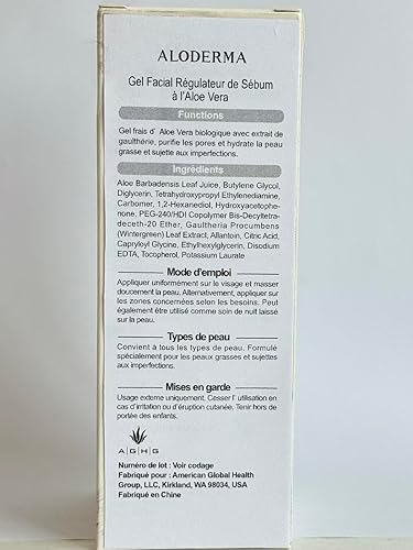 Miniatura 9 de Aloderma Gel limpiador de aloe para tez clara con 90% aloe vera orgánico, loción facial hidratante y controladora de aceite con alantoína, extracto