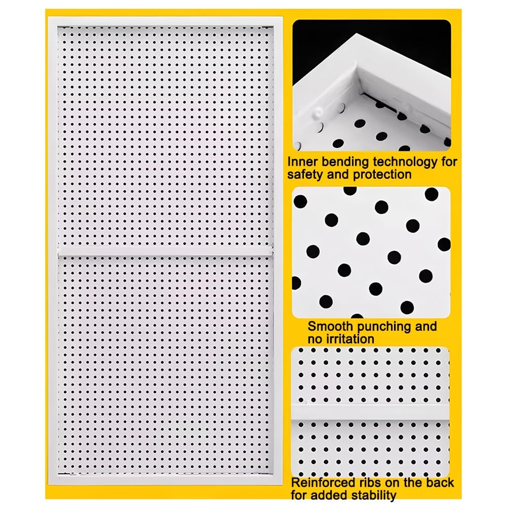 Zfmnoyev Pannelli Da Parete In Metallo Forato, Pannello Forato Per Garage Con 10 Ganci, Kit Combinato Per Organizzare Gli Oggetti, Per La Stanza Dei Lavoretti(100x30 cm)