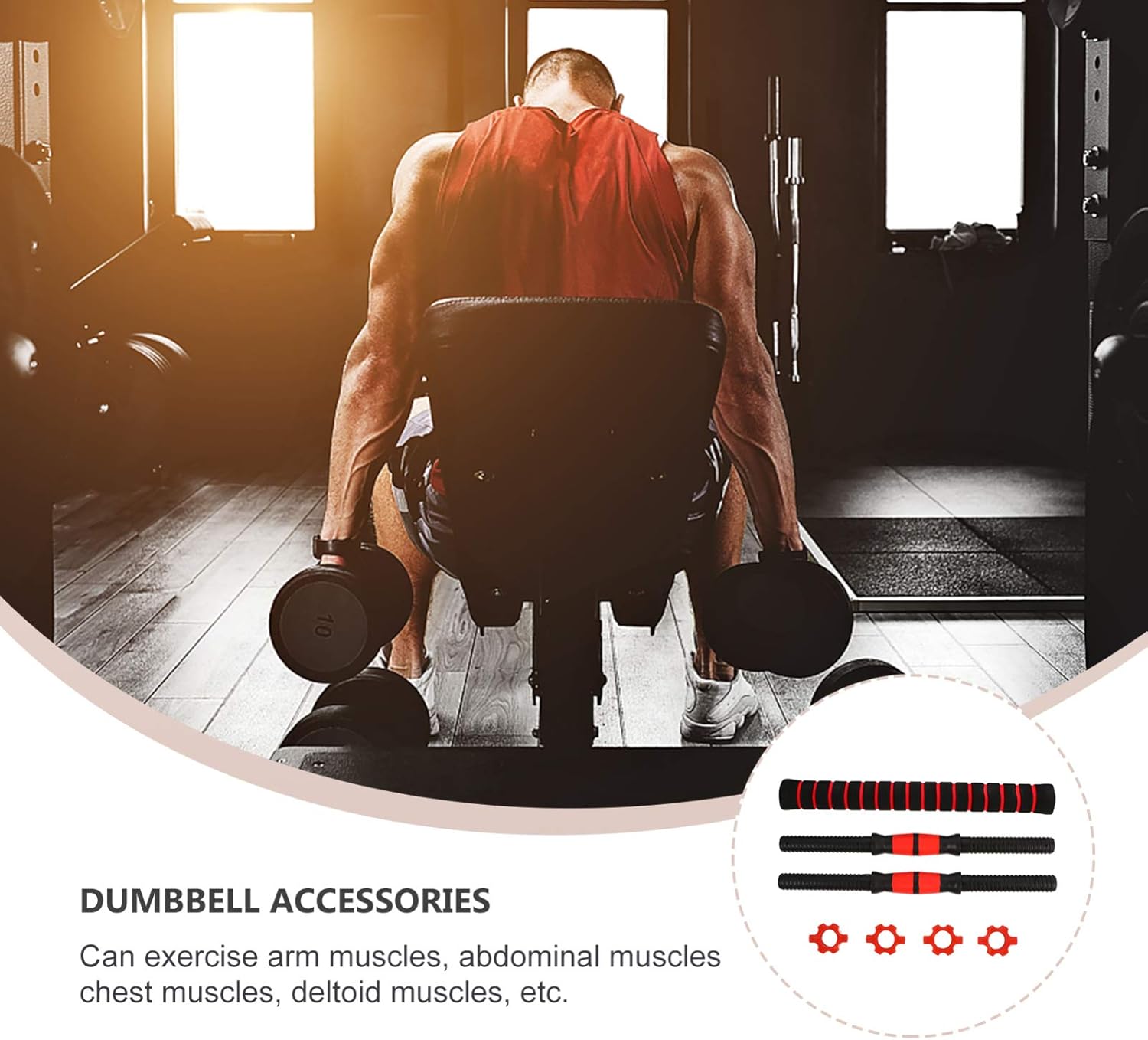 Mikikit Dumbbell Bars with Non-slip Handles Weightlifting Accessories for Gym Training and Stability