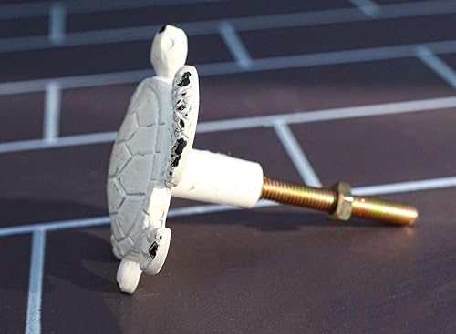 Miniatura 4 de Ebros Gift Paquete de 6 pomos rústicos envejecidos pintados a mano de hierro fundido náutico marino tortuga marina tortuga cajón puerta gabinete