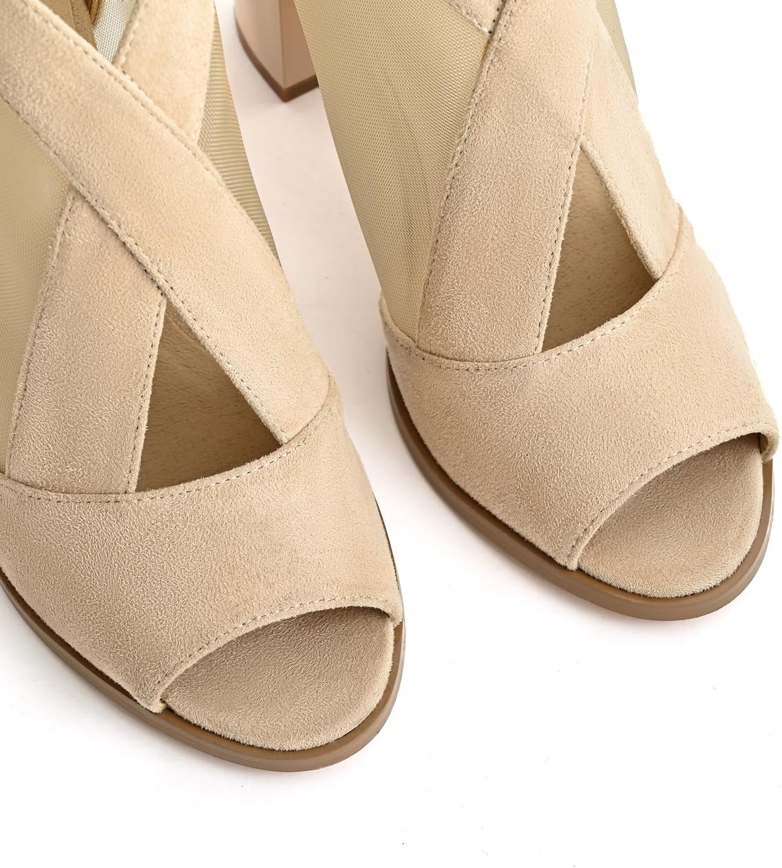 Cut Out Mesh Sandals High Block Heels Peep Toe Summer Ankle Boots - Image 3