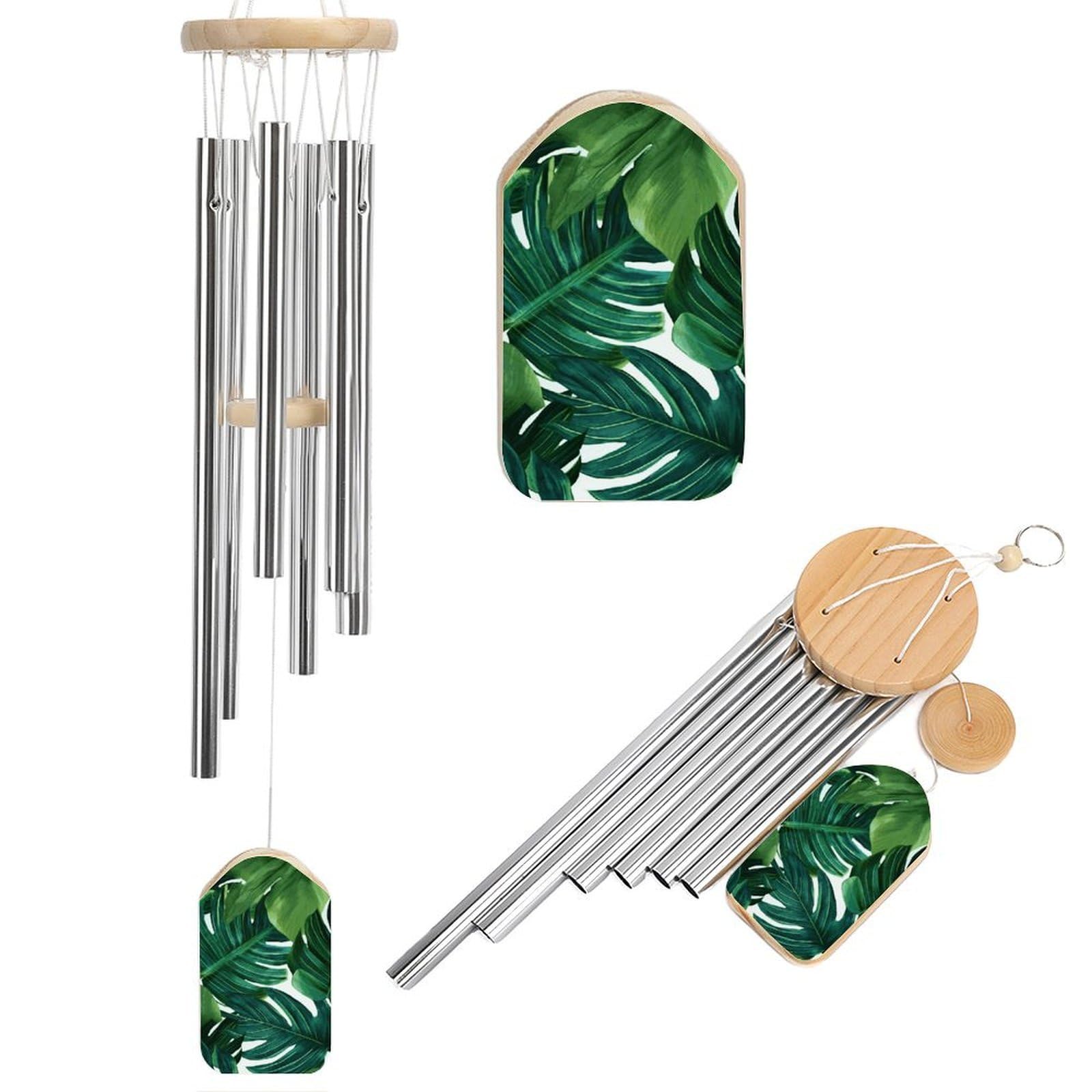 Banana Leaves Wind Chime 20.5" Aluminium Wind Chimes Outdoor Garden Patio Decoration Windchime Memorial Gifts Windchimes for Men and Women
