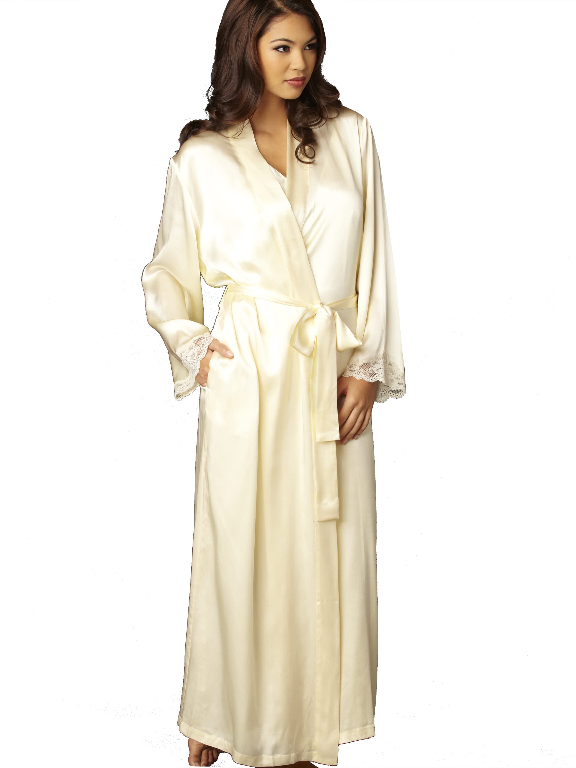 Julianna Rae Womens 100 Silk Robe Lace Trim Indulgence Collection Lingerie Beautiful Gift Packaging