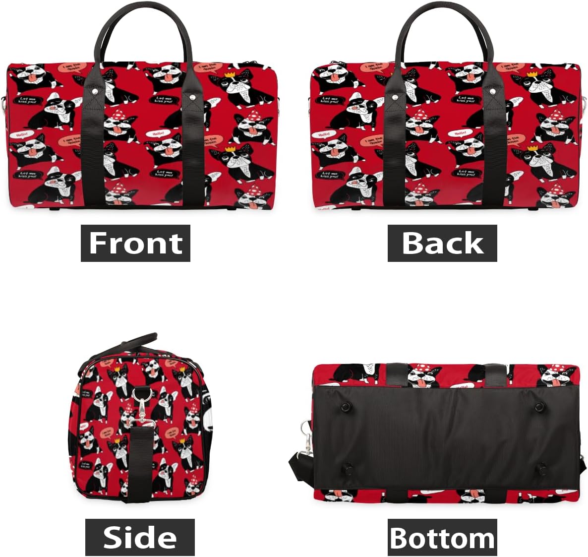 Happy Cartoon Dog Travel Duffel Bag for Women Men Large Capacity Overnight Weekender Bags for Lightweight Waterproof Sport Gym Bag for Workout Yoga Swim