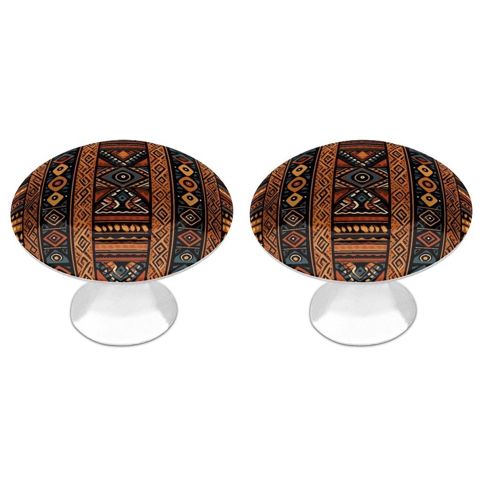 FekiLoot Traditional African Design Pattern Cabinet Knobs Simple Drawer Handles Aluminum Alloy Kitchen Pulls Round Cabinet Door Knobs with Screw Door Hardware for Dresser Cabinets 2 Pack