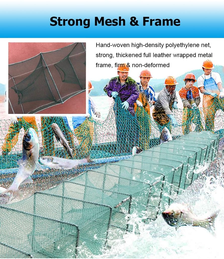 Paquete de 2 trampas de Cebo for camarones y cangrejos de 7,9 a 52,5 pies de Largo, trampas for Peces, Red de Pesca, Captura automáticamente más Peces fácilmente