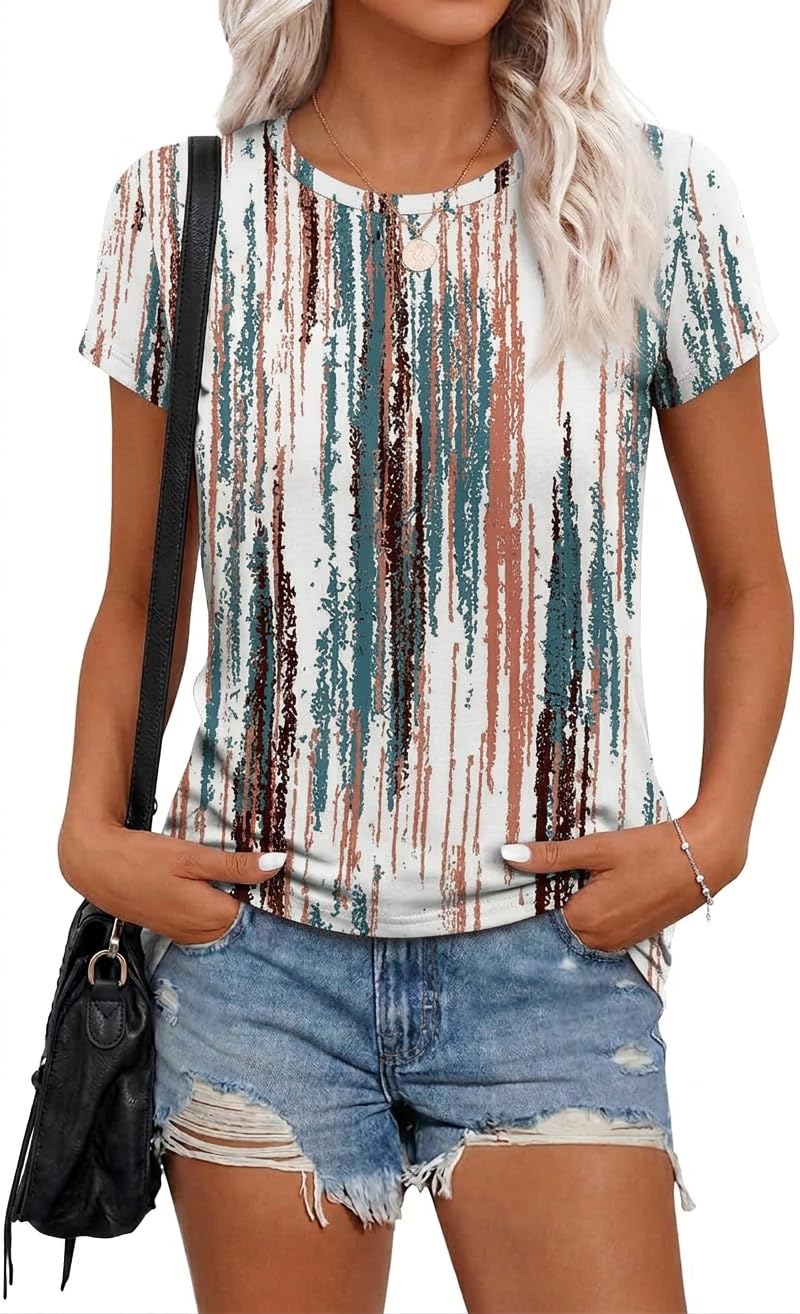 Chicrise T Shirt Damen Sommer Rundhals Flügelärmeln Bluse Kurzarm Elegant Leicht Und Luftig Top Basic Outfit