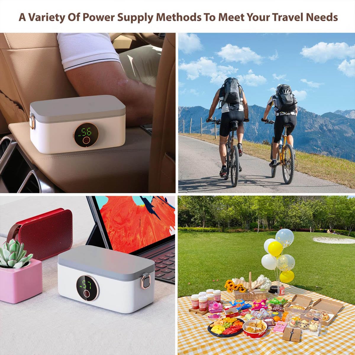 HUGMAZING Lunch Box Elettrico Ricaricabile Autoriscaldante 1100 Ml | Scaldavivande Portatile A Batteria Per Viaggi E Ufficio