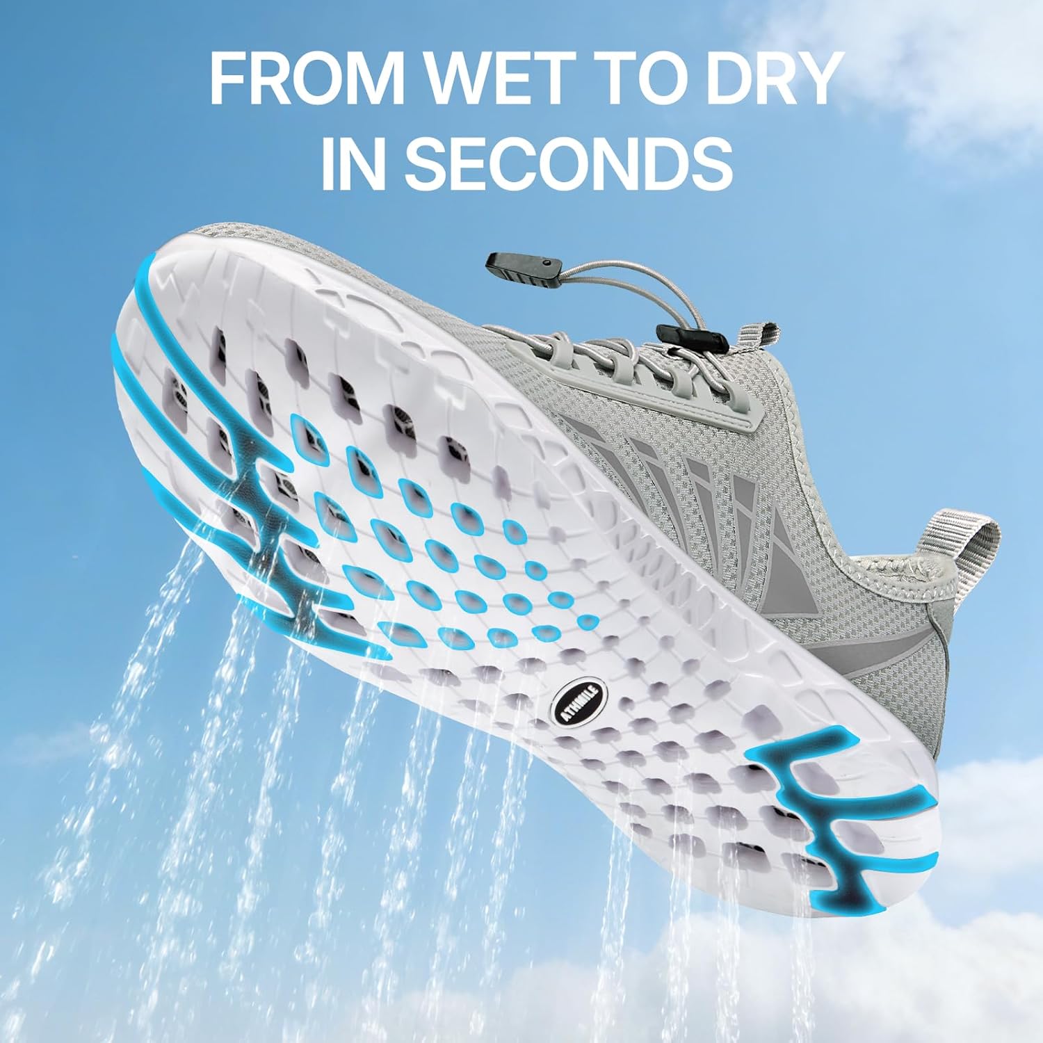 ATHMILE Water Shoes Men Quick-Dry Mesh Uppers Ultralight for Beach Pool Aqua Lake River Swimming Surfing Hiking Kayaking with Drainage Holes & Adjustable Buckle Cruise Essentials 2026