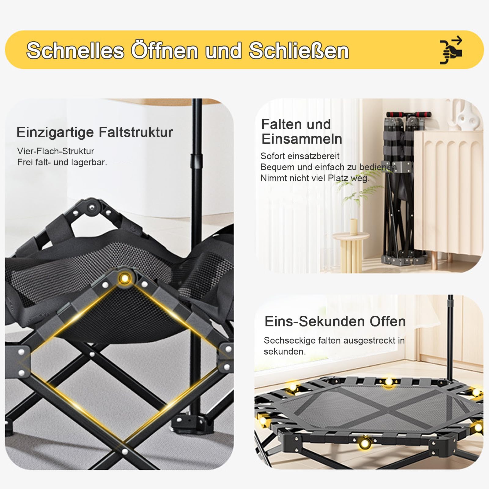 Składana trampolina fitness Rebounder 110 cm sześciokątna trampolina treningowa ośmiokątna