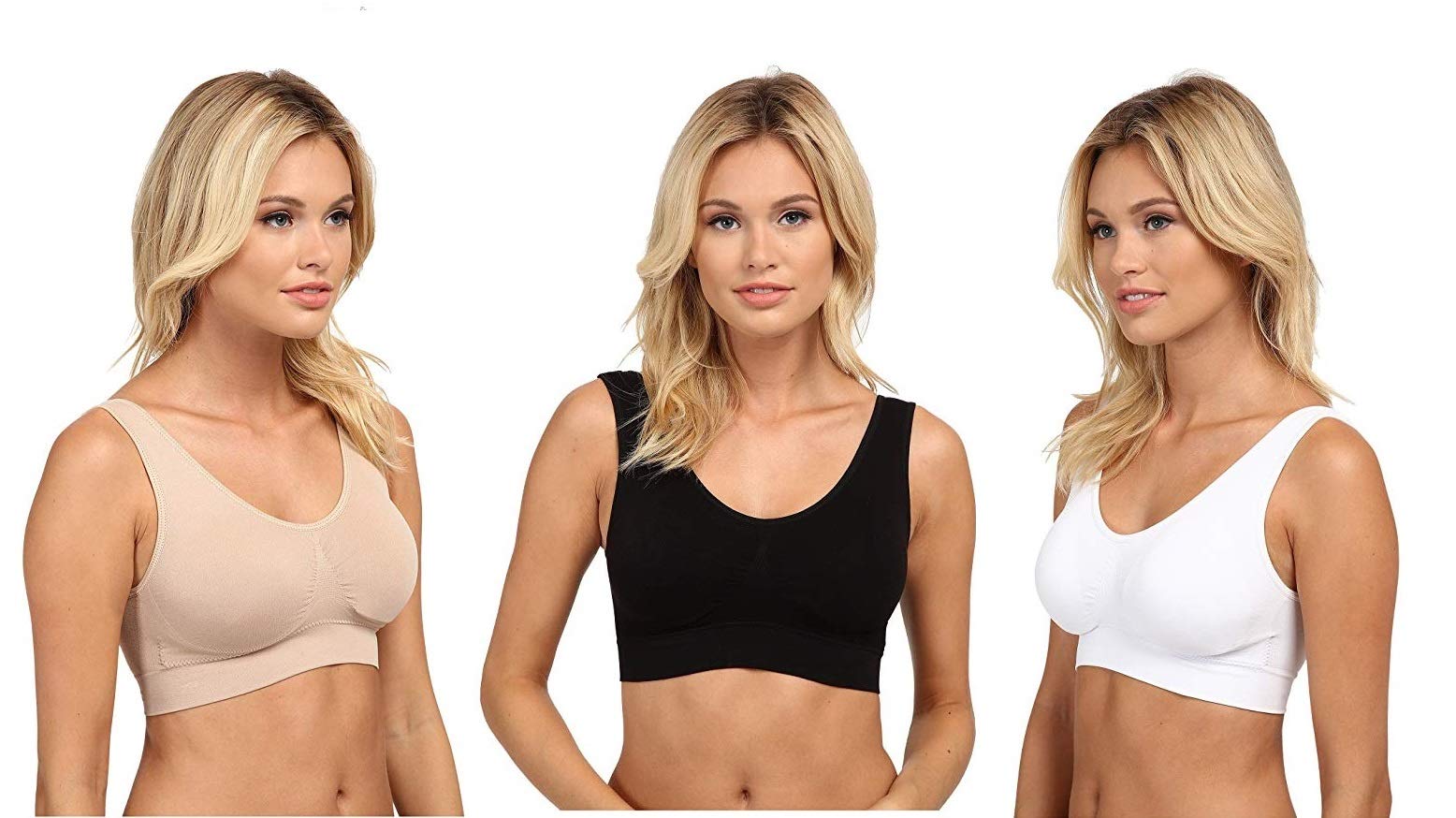 MarielMarielle Super Comfort Bra, Women's Sports Bras Removable Pads Plus Size Sleep Bras for Girls in Yoga Bralette Leisure Stretch Crop Tops Vest 2/3/4 Pack