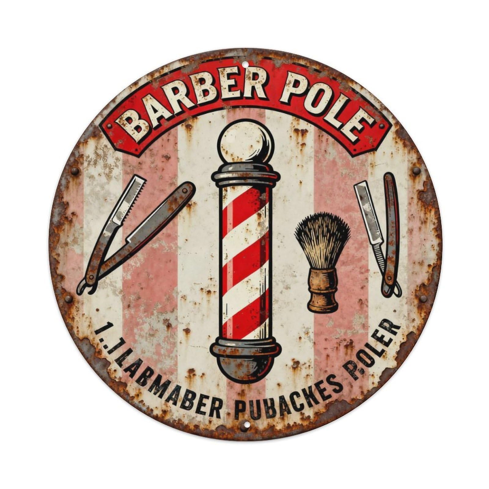 BARBER POLE Metal Tin Sign Plaque