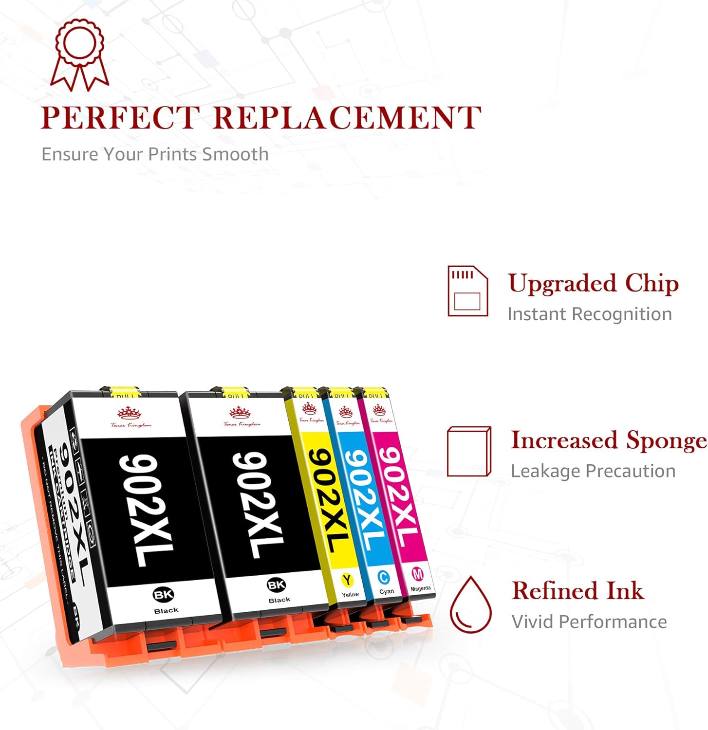 Crazy Deals Toner Kingdom Remanufactured Ink Cartridge Replacement for HP 902XL 902 XL Ink Cartridge to use with HP Officejet 6978 6968 6962 6958 Printer (5 Packs) Cheapest 🛒 Toner Kingdom Remanufactured Ink Cartridge Replacement for HP 902XL 902 XL Ink Cartridge to use with HP Officejet 6978 6968 6962 6958 Printer (5 Packs)