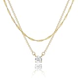 Dainty 14k Gold Plated/Silver Cubic Zirconia Necklaces for Women, Simple CZ Jewelry Necklaces Trendy Gifts