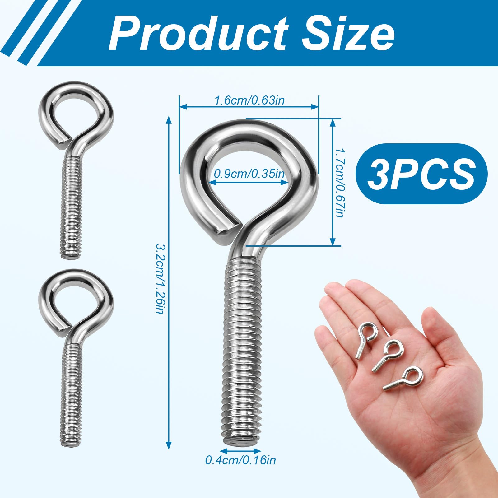 3 Pcs Hooks and Eyes Metal Expansion Bolts - Image 2