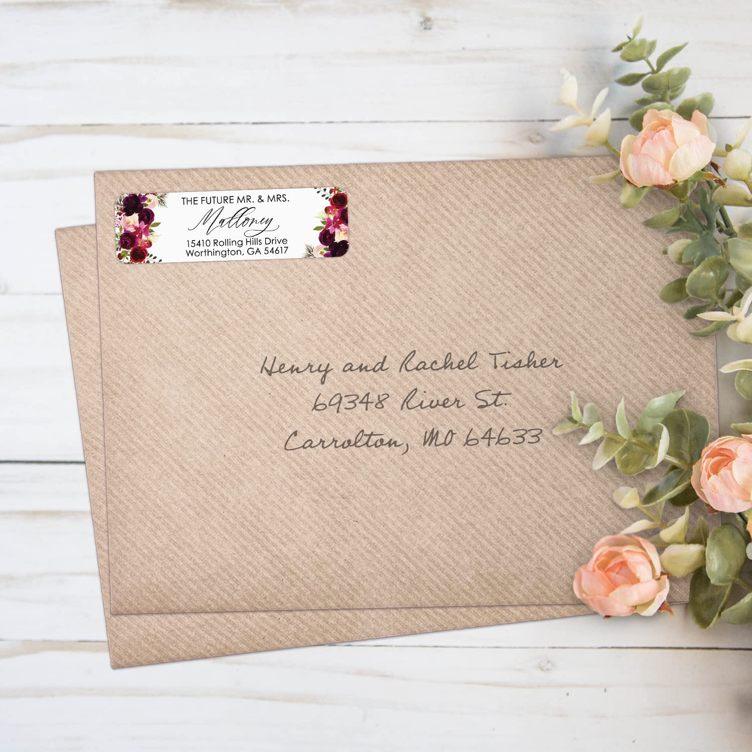 Personalized Fall Floral Address Labels - 500 Rolled Stickers With Dispenser For Mail & Cards - View #8