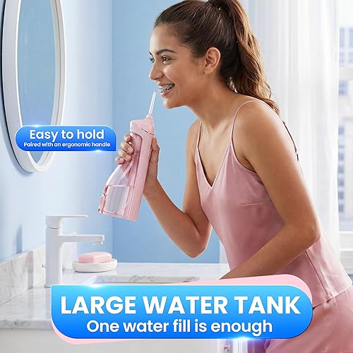 Miniatura 4 de Oralfree Irrigador de agua con púas dentales - Irrigador oral inalámbrico para aparatos dentales recargable portátil de viaje IPX7 impermeable