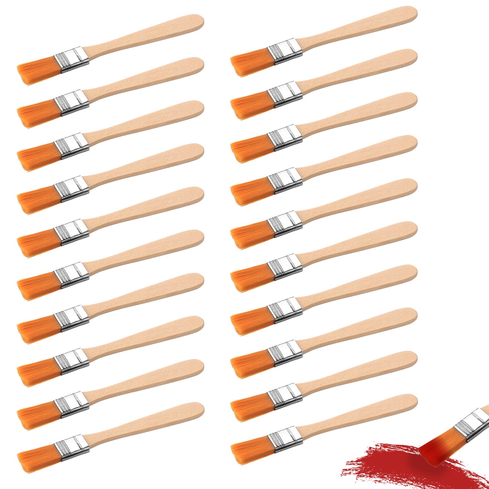 20 Pcs Small Paint Brushes for Decorating, Half Inch Paint Brush, Small Paintbrushes, 0.5 Inch Soft Bristle Touch Up Painting Brush with Wood Handle for Wall Door Fence Furniture Touch up Crafts