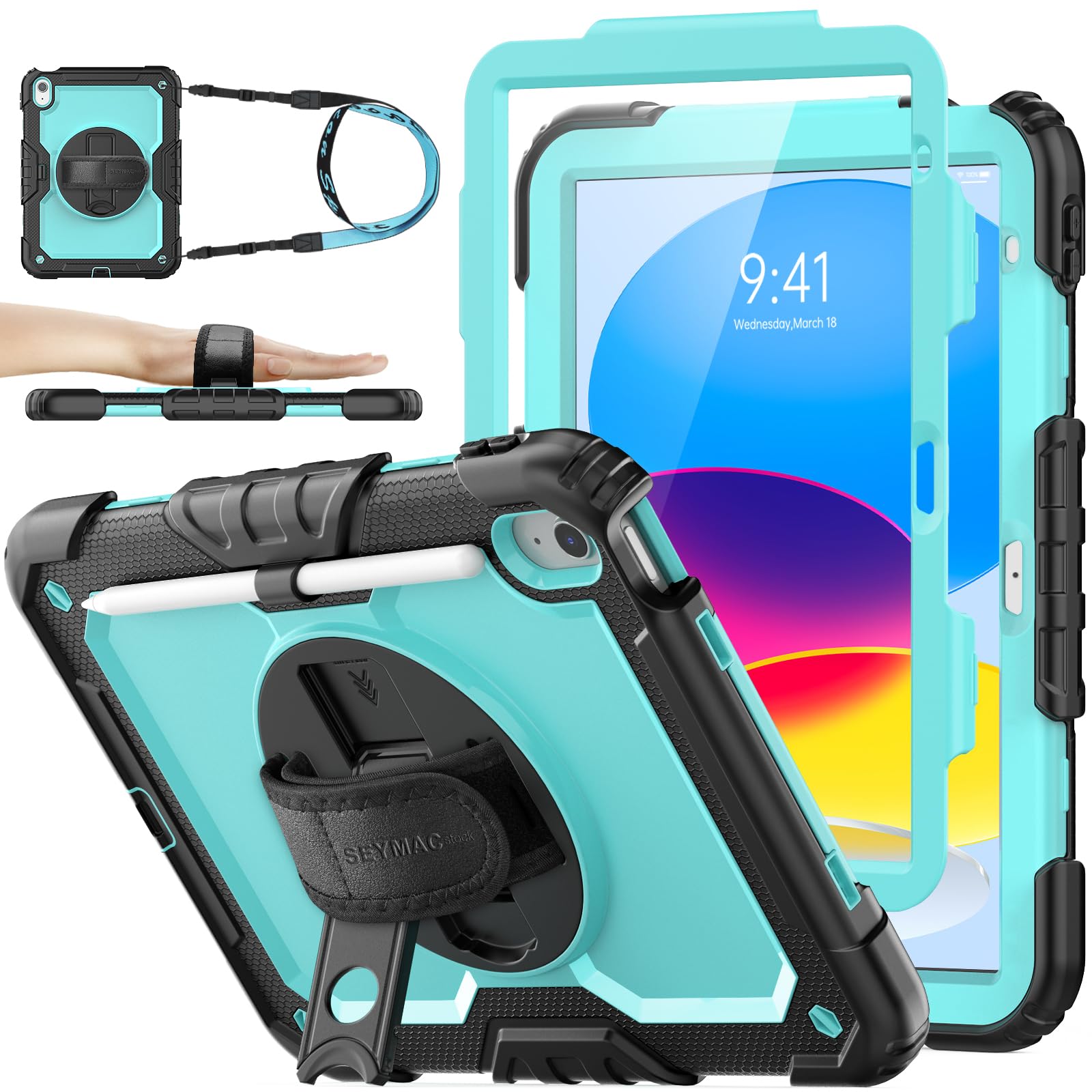 Coque IPad 11e/10e Génération Avec Porte-crayon - TPU Protecteur - Veille Auto - Vert Nuit