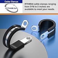 Vista 2 de 50 PCS Abrazaderas de Cable de 1/2 Pulgada, Abrazaderas de Cable de Acero Inoxidable 304, Abrazadera Aislada, Abrazadera de Manguera, Abrazadera