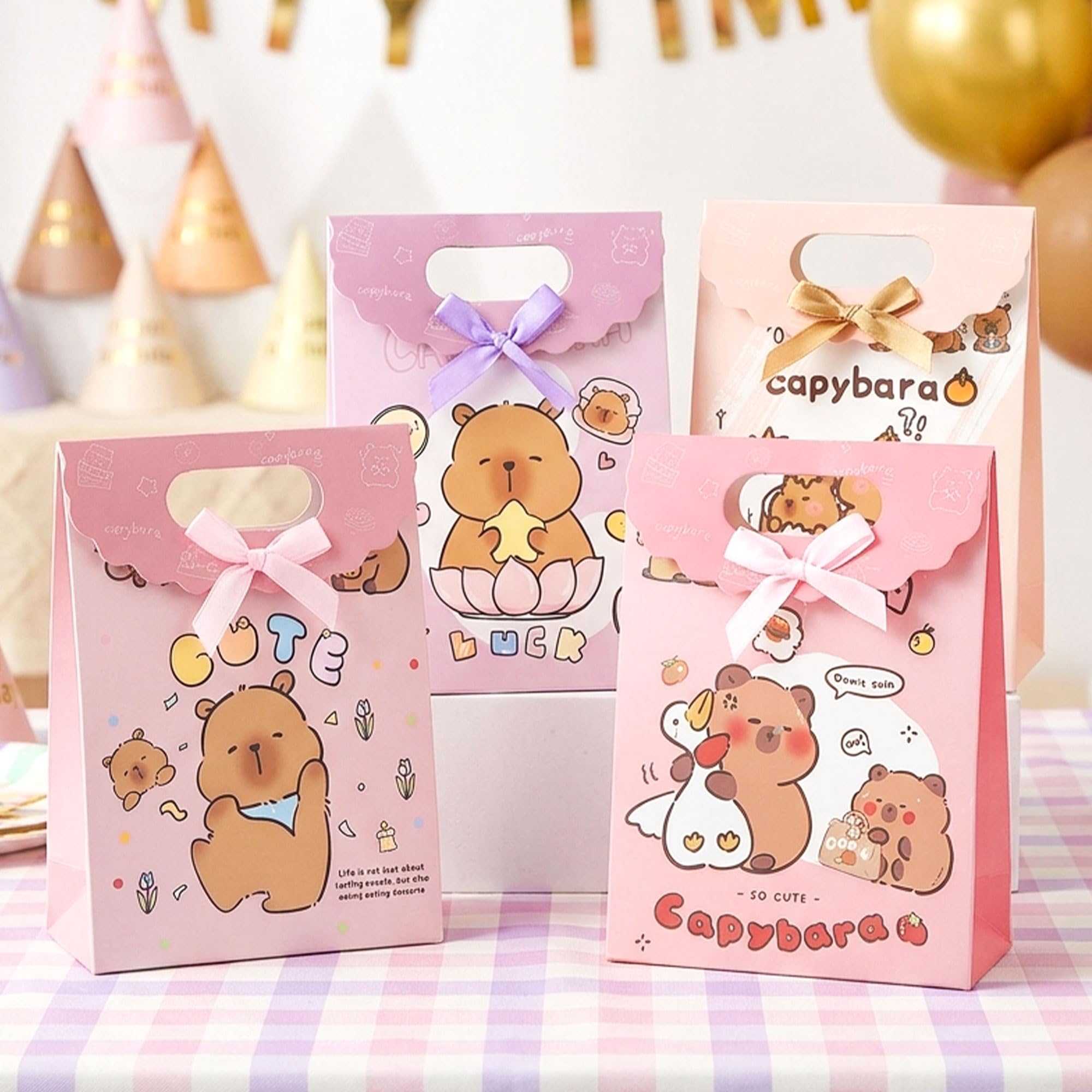 12 PCS Capybara Party Favor Boxes Popcorn Boxes Candy Goodies Treats Bags Capybara Party Supplies for Birthday Baby Shower Party