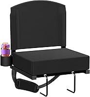 Dayacoco Stadium Seats with Back Support - Portable Bleacher Seat Holds 500lbs, 3.2" Thick Cushion, Waterproof for Sports Events (Black)