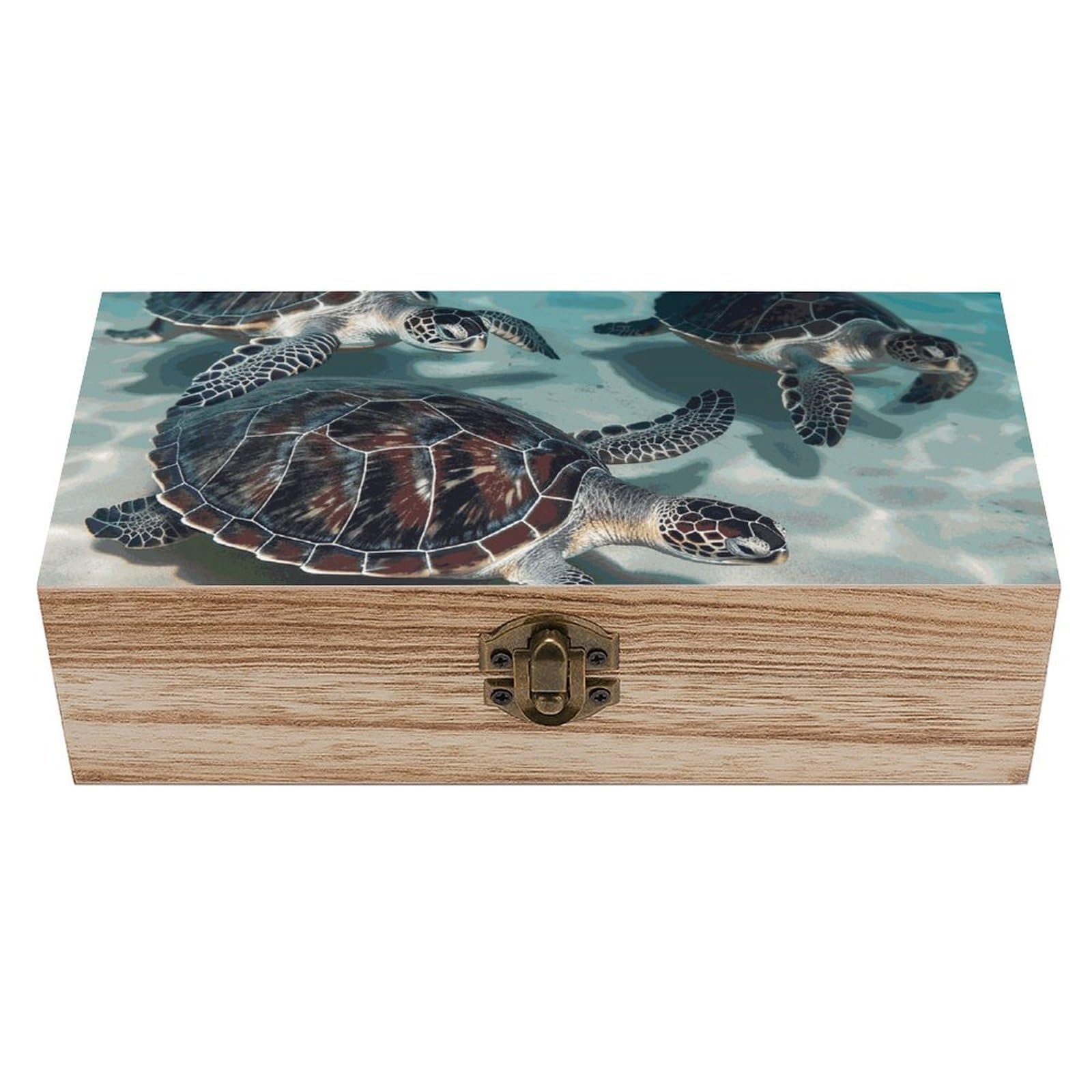 Sea Turtles Wooden Storage Box Exquisite Durable Wood Gift Case Sturdy Vintage Jewelry Wooden Chest for Art Hobbies Storage Keepsake Gift
