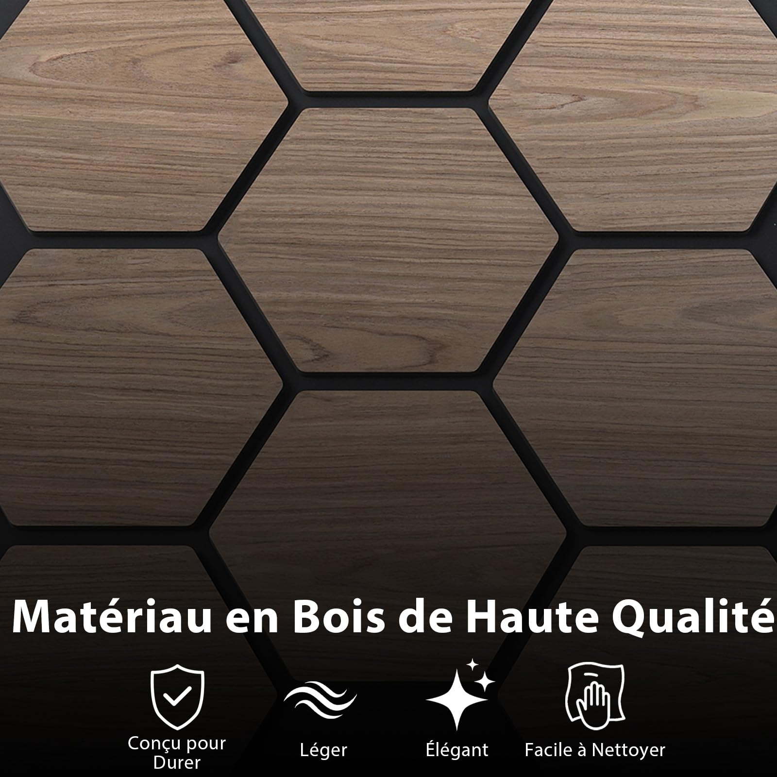 COSTWAY Lot de 4 Panneaux Acoustiques Hexagonales pour Murs (81 x 66 CM)