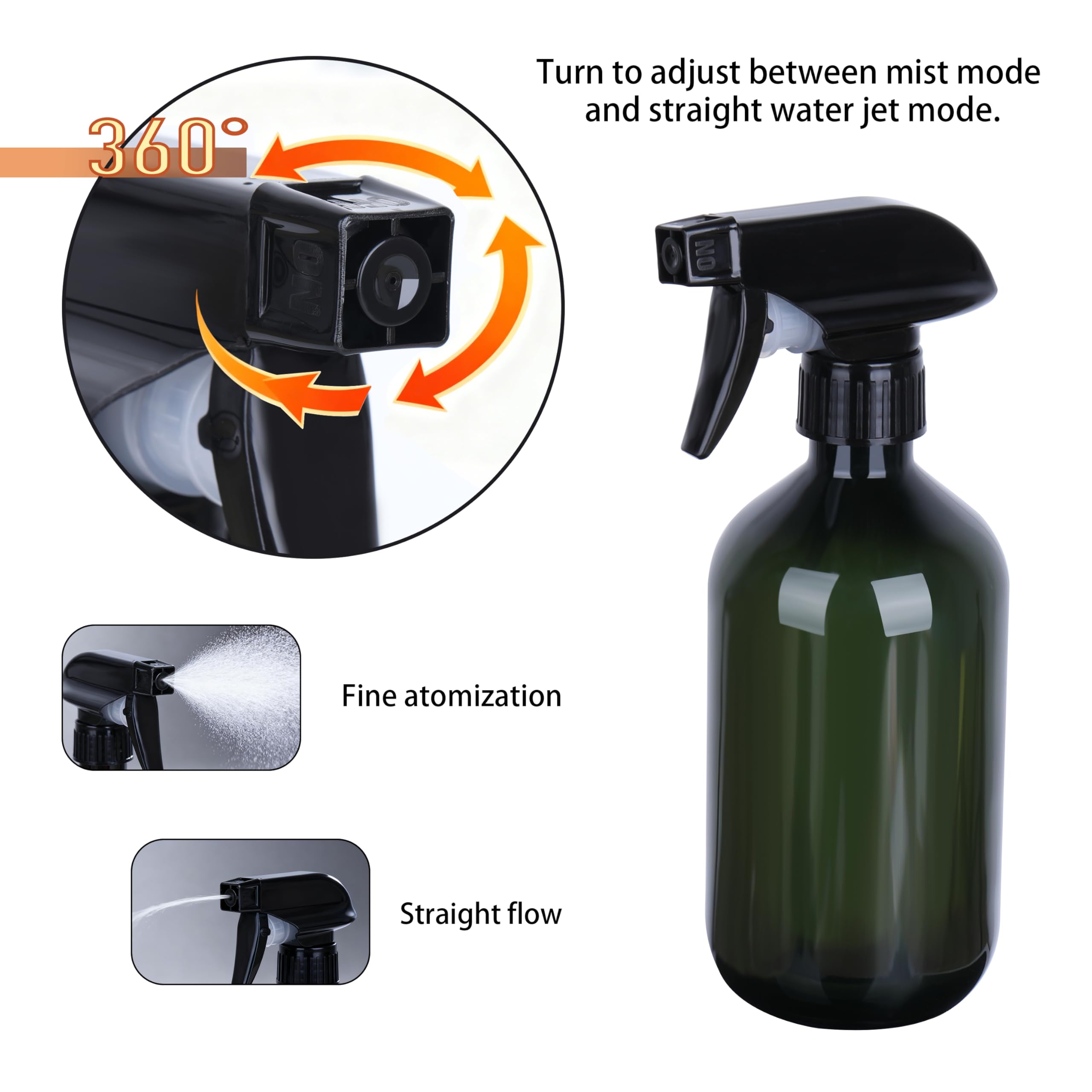 3 Pz Spruzzino Nebulizzatore Capelli, 500ml Nebulizzatore Acqua, Bottiglia Spray Vuota, Flacone Spray Bottle Spruzzino Capellio, Spruzzatore Giardino, con 3 teste di pompaggio e 1 imbuto (verde)