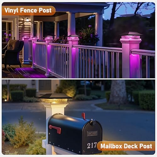 Miniatura 7 de Viewsun Paquete de 2 luces solares para postes de puerta, tapa de alimentación solar para valla al aire libre con 4 modos de iluminación, luz