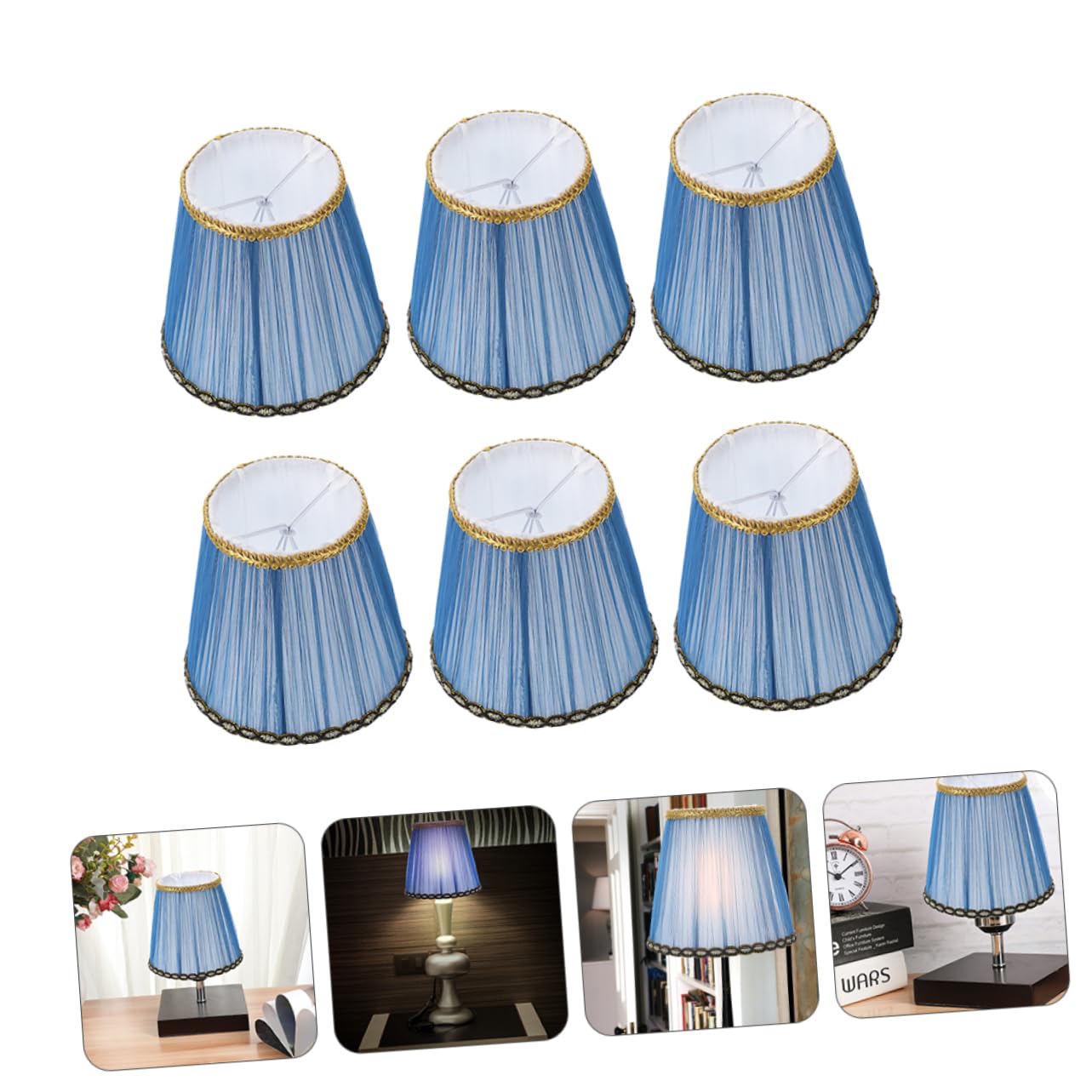 Operitacx Set 6 Pezzi Paralumi Blu Clip-on, Copri Lampada da Tavolo e Lampada da Terra, Stile Semplice Elegante, Adatti per Applique e Lampade Domestiche