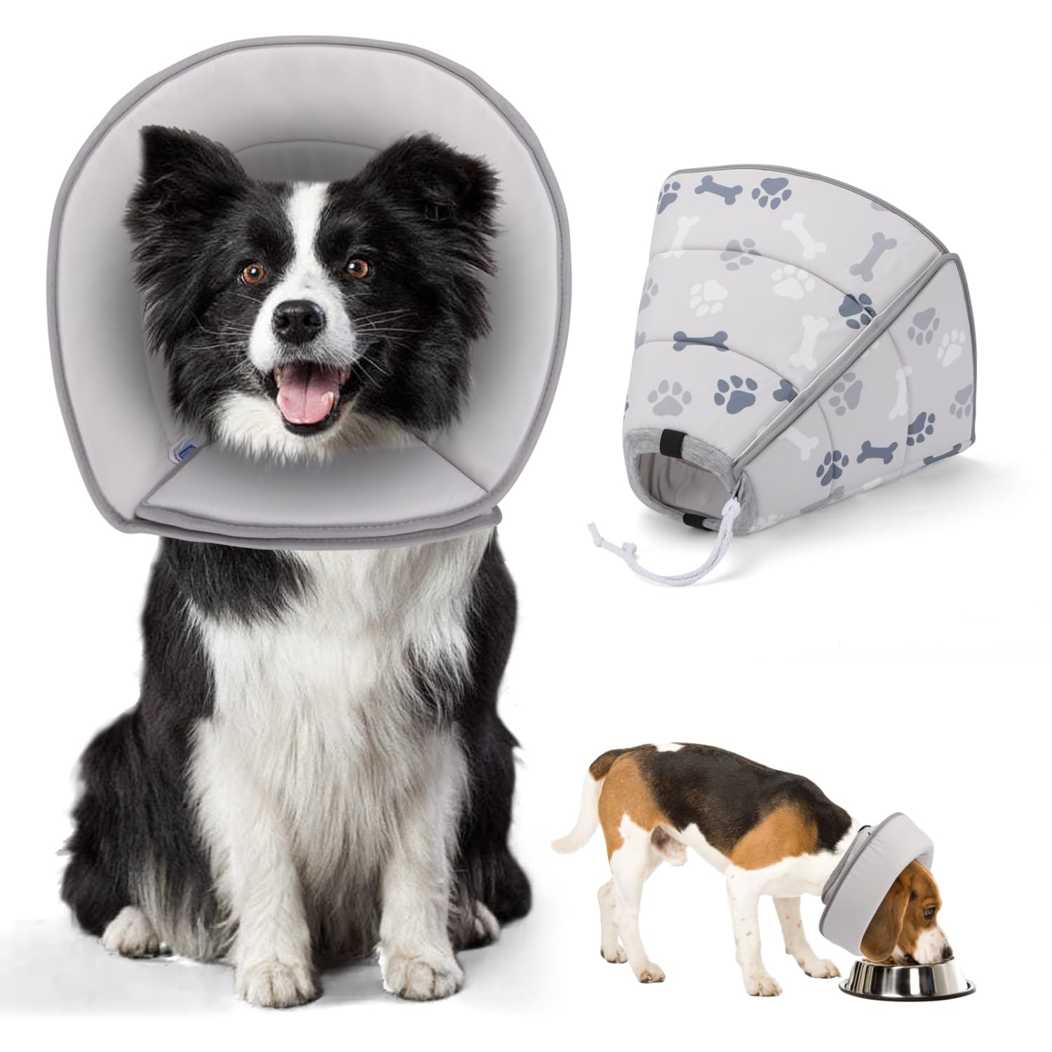 Nobleza Collar Isabelino Perro Plegable, Collar de Cono para Perros Anti- Mordida Ajustable, Gruesa y Suave Collar de Seguridad para Gatos Perros Recuperación de Cirugía o Heridas, M