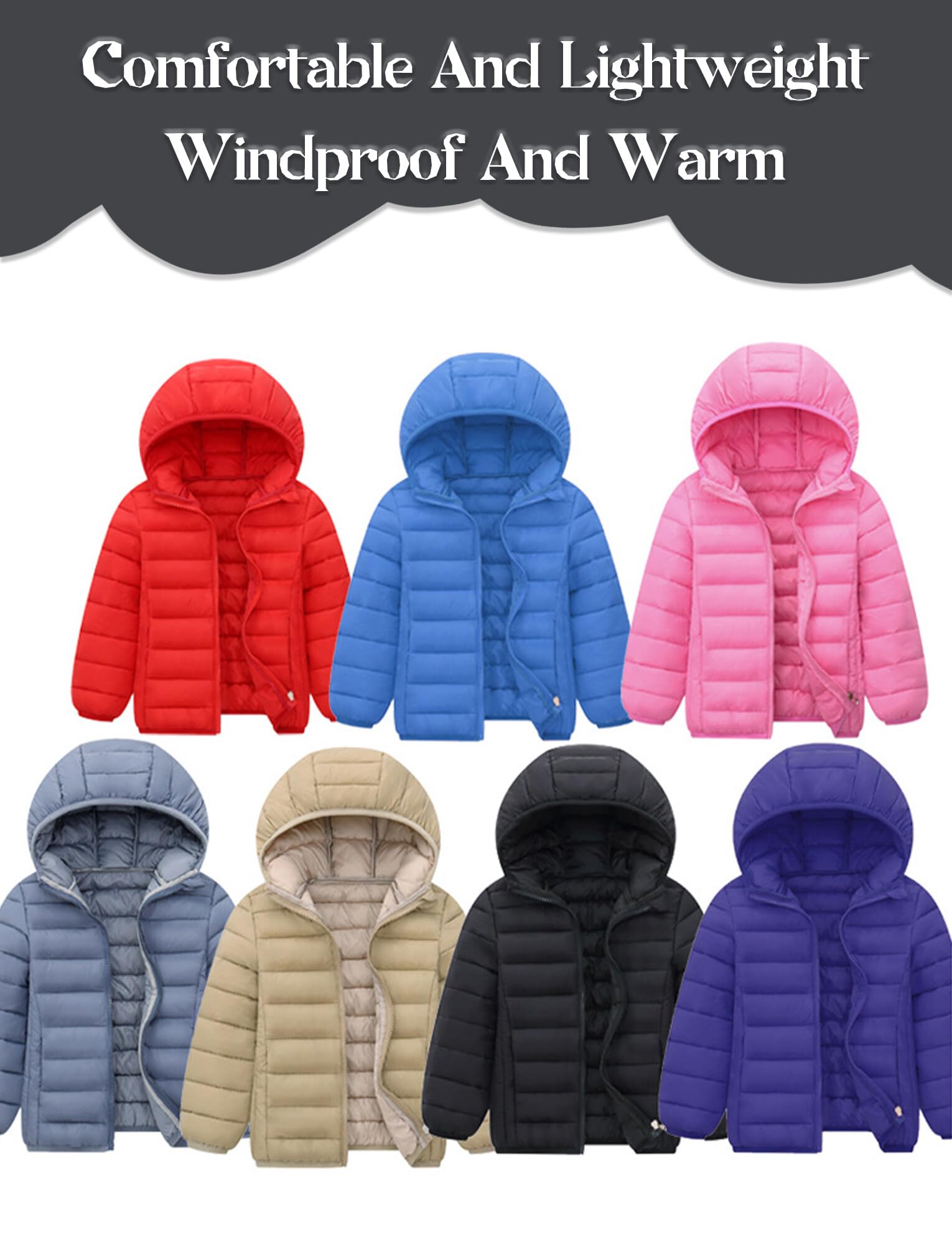 AIEOE Giacca Bambino Piumino con Cappuccio Cappotto Snowsuit Tenere al Caldo Carino Bambina Adatto da 3-12 Anni