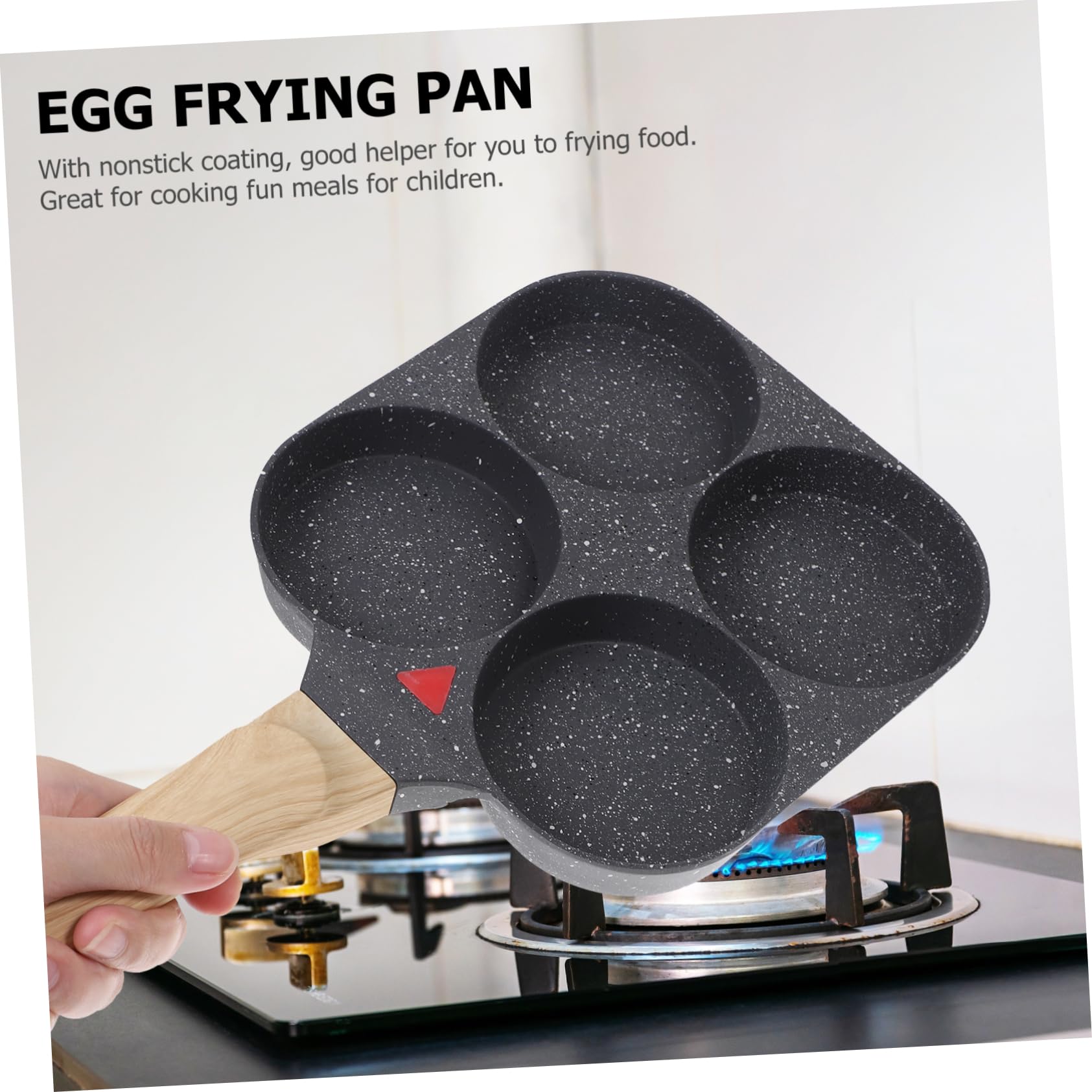 Cabilock 4fori Padella Per Uova Antiaderente Manic Legno Resistente Al Calore Per Cucinare Pancake e Frittate Casa Cucina