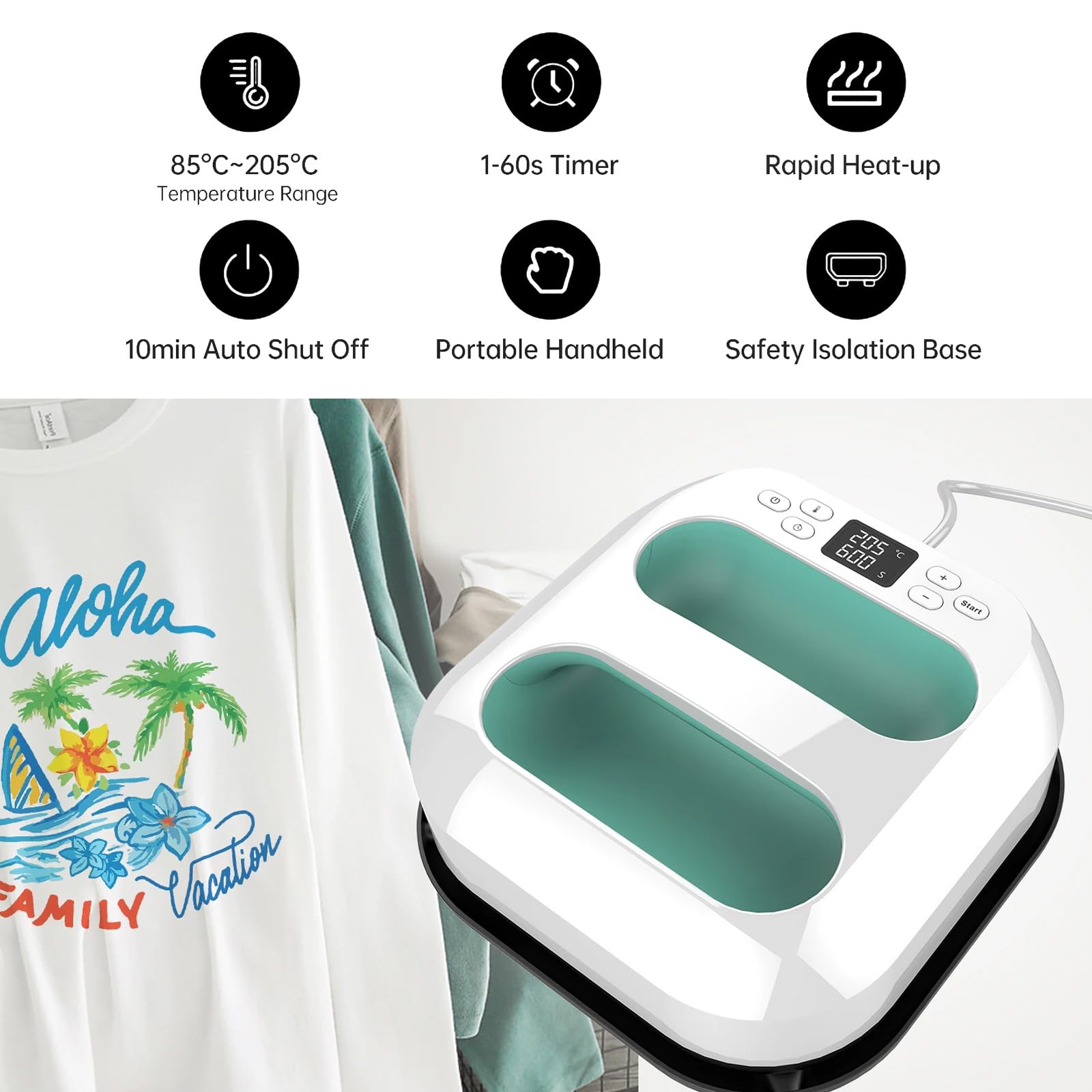 Plotter Prensa Transferencia, 9"X9" Prensa Calor Plotter De Prensa De Calor Máquina Trazador Camisetas MáQuina Impresión Con Temporizador Calentamiento Rápido Apagado Automático Para Bolsas Ropa