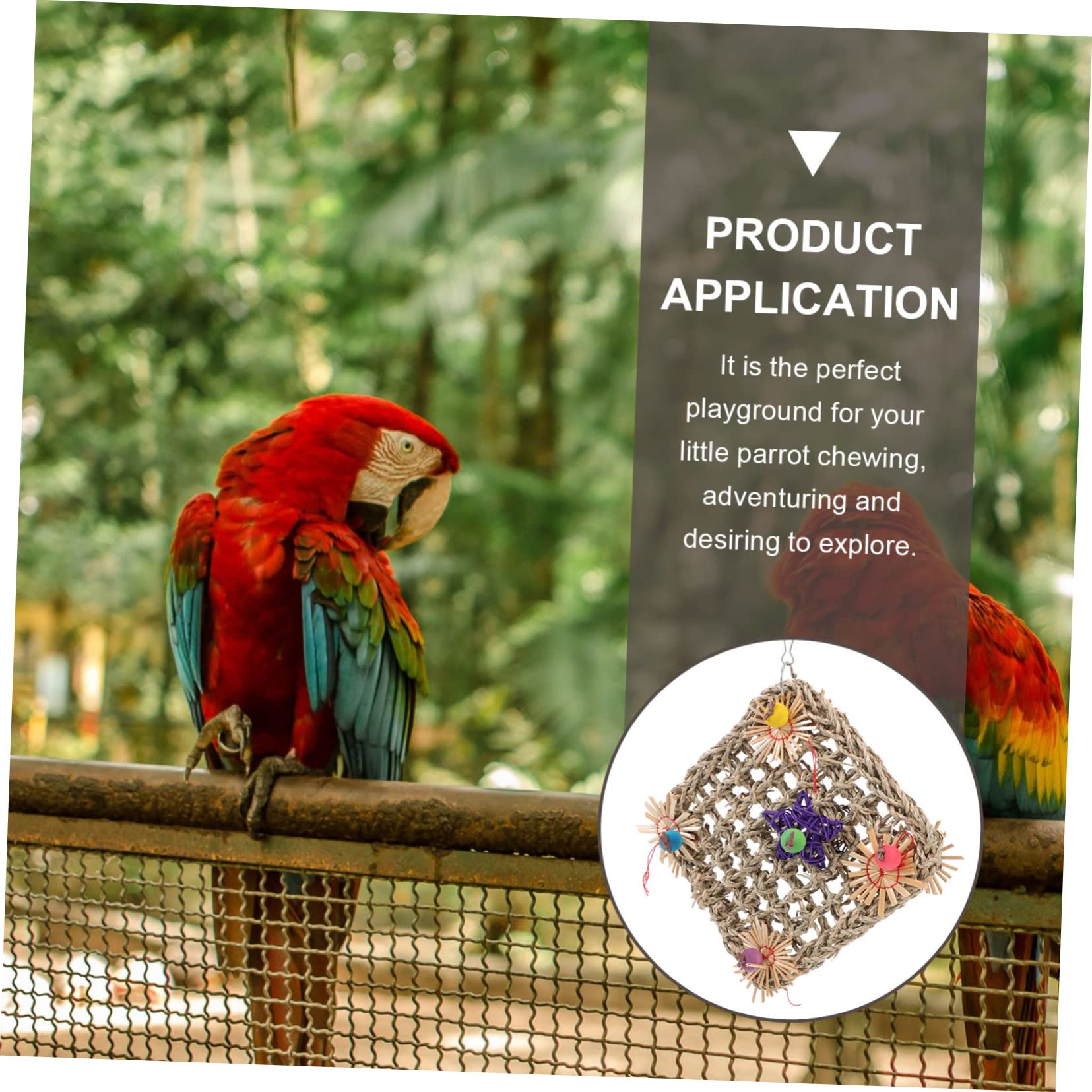 POPETPOP 3pièces Parfait pour Oiseaux Filet Herbe Tressée Jouet à Mâcher pour Perroquets Accessoire De Divertissement pour Oiseaux Encourage Exploration Développement Compétences