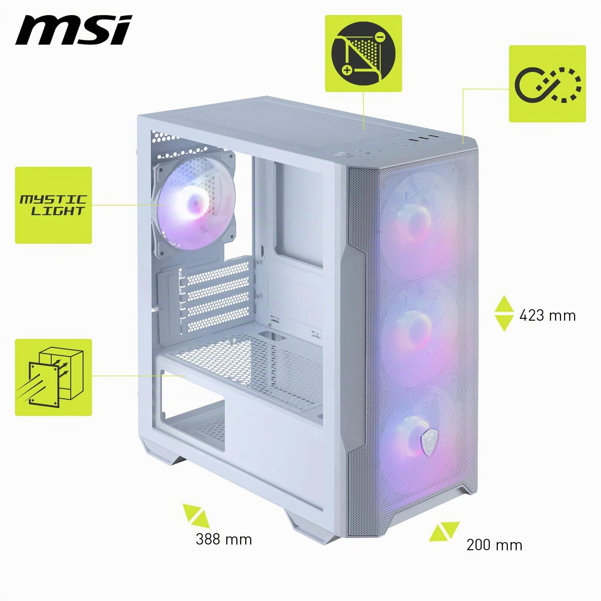 Case Per Pc Da Gaming - Msi - Mag Forge M100r - Mid Tower - Bianco
