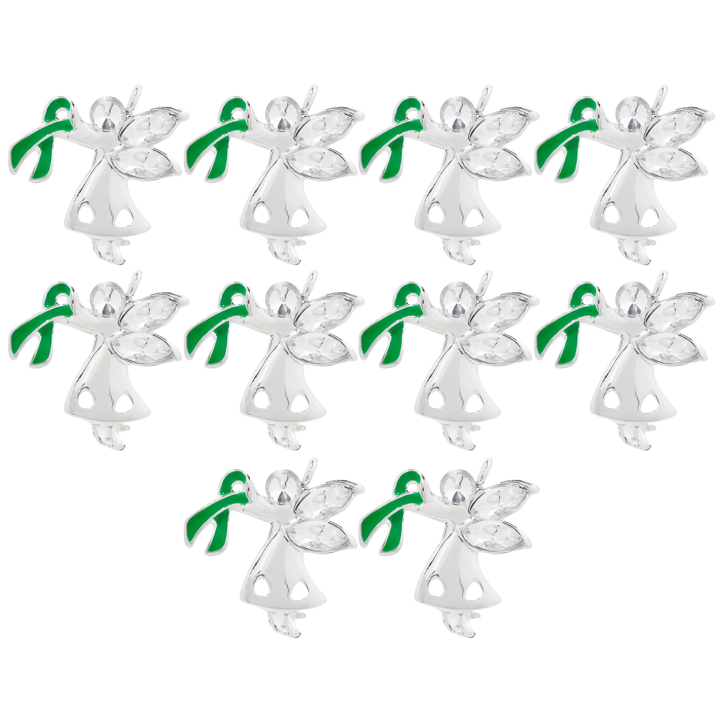 Green Ribbon Awareness Pins - Wholesale Pack Pins for Cerebral Palsy, Glaucoma, Mental Health, Bipolar Disorder, Organ Donation, Liver Cancer- Perfect for Gift-Giving and Fundraising