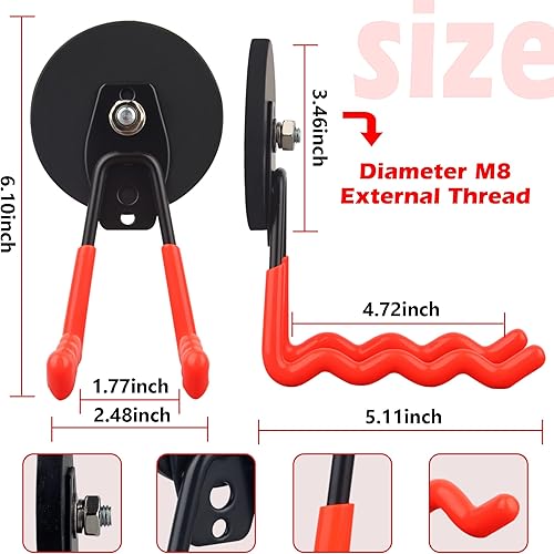 Miniatura 9 de ULIBERMAGNET Ganchos magnéticos, ganchos de taladro inalámbricos resistentes, organizador de herramientas eléctricas, mango grande con ganchos para