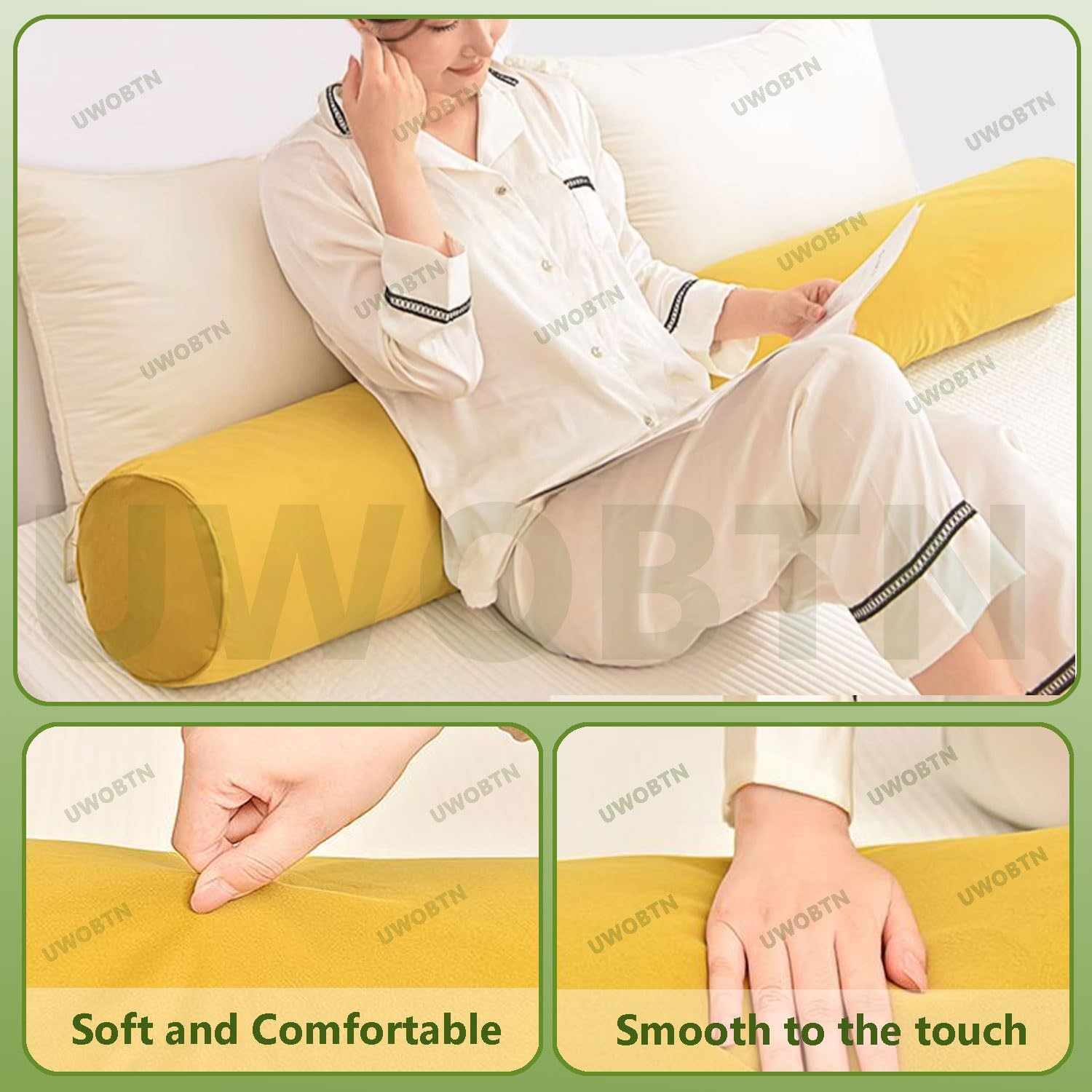 Cojín Cilíndrico Larga Terciopelo 100/120/150cm Ergonómica Almohada Cervical Redonda Suave Grande Almohada Rollo con Funda Extraíble para Lumbar/Cuello/Espalda/Cabeza Apoyo(A4,150x20cm/59x8in)