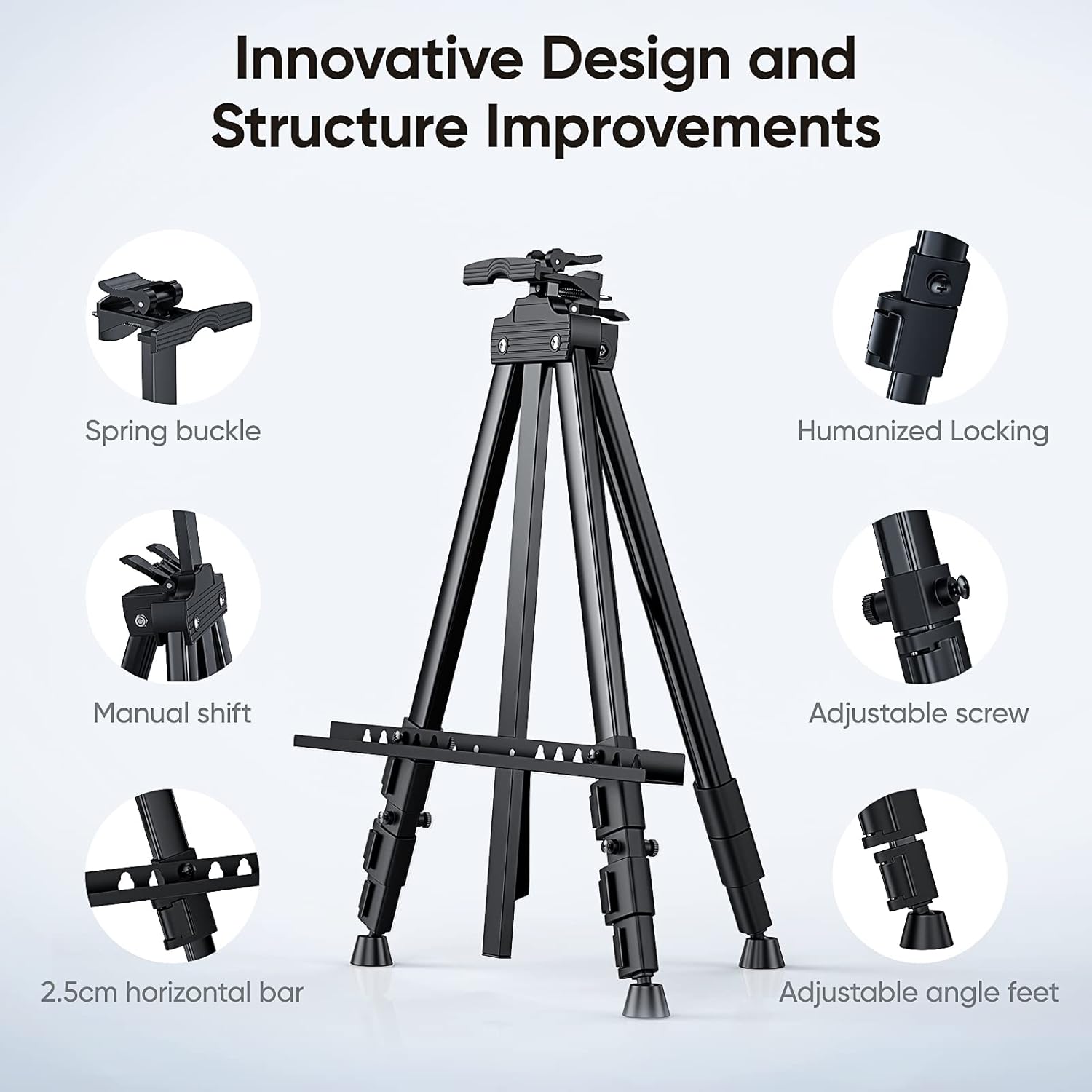 Lightweight Aluminum Easel Stand Adjustable Art Easel Portable Stand Up Drawing Easels Standing for Painting