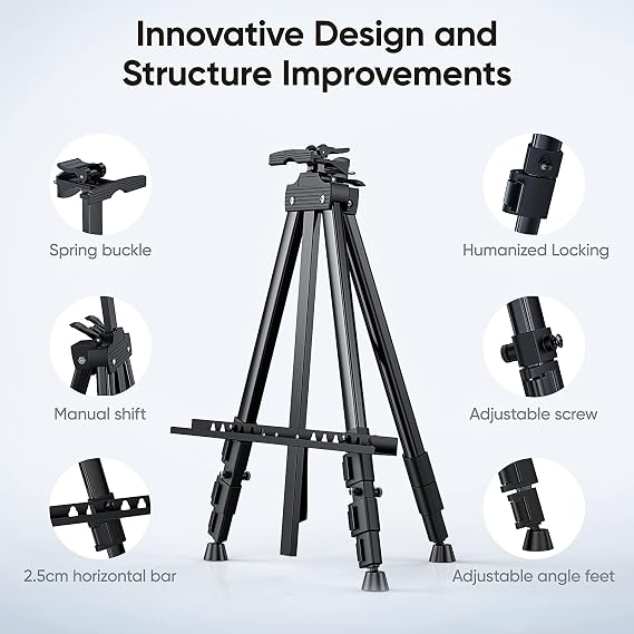 Lightweight Aluminum Easel Stand Adjustable Art Easel Portable Stand Up Drawing Easels Standing for Painting