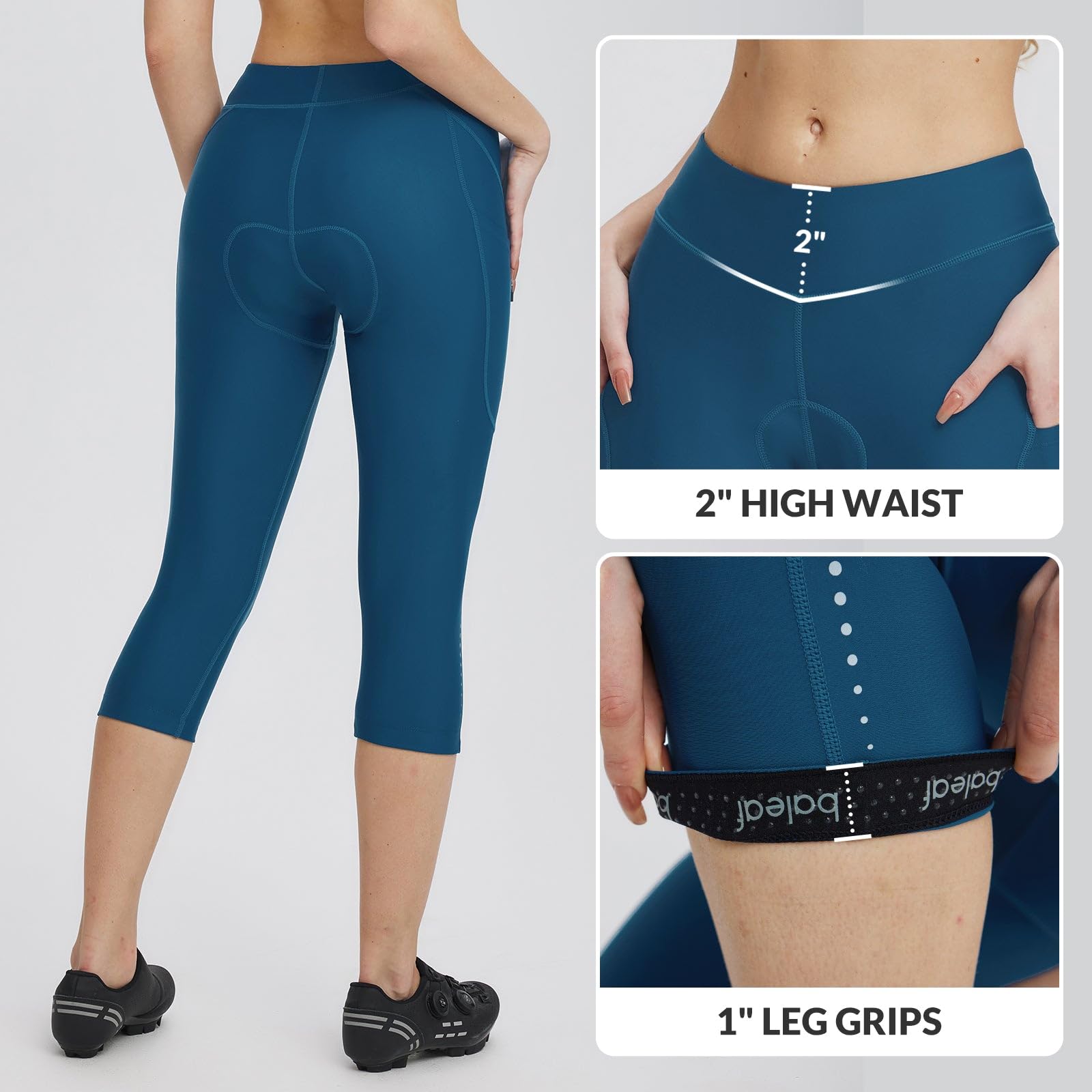 baleaf Pantalones de Ciclismo para Mujer, de Licra, Acolchados, 4D, con Bolsillos, Cintura Alta, con Bolsillos